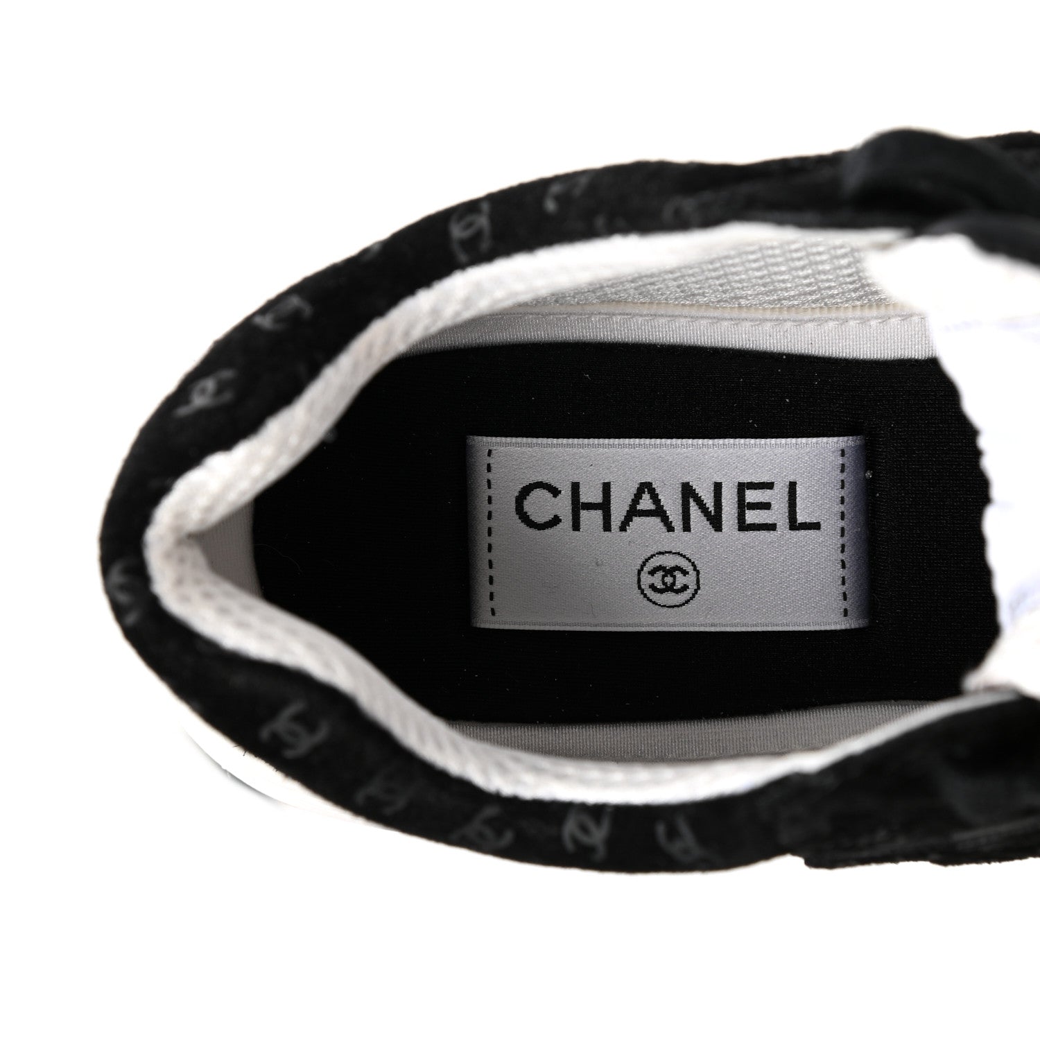 Chanel Suede Calfskin Printed CC Sneakers 36 Black 7 of 9