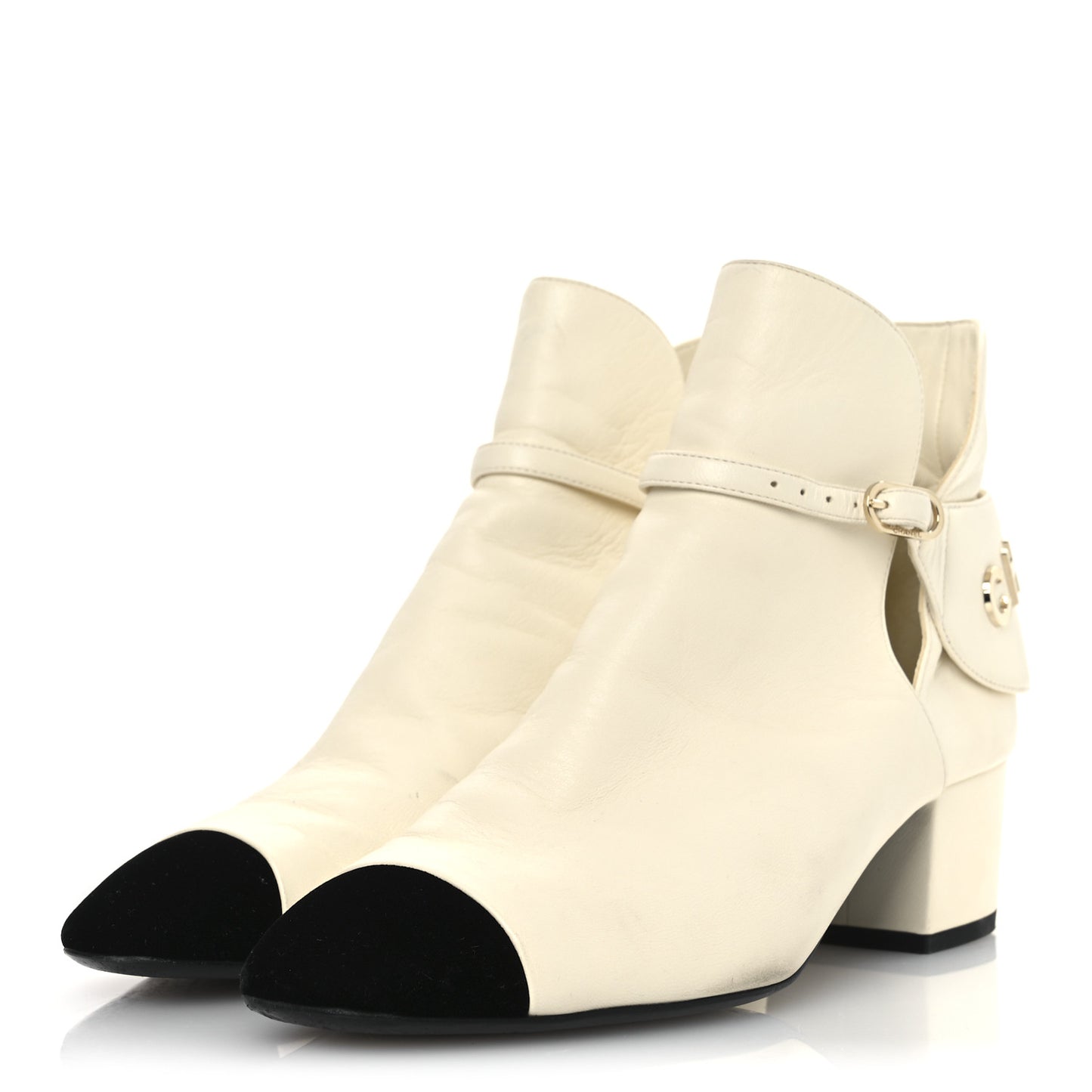 Lambskin Velvet Cap Toe Short Ankle Boots 37.5 White