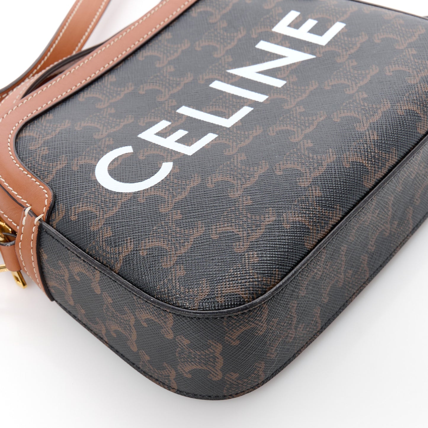 Triomphe Canvas Small Camera Bag Tan