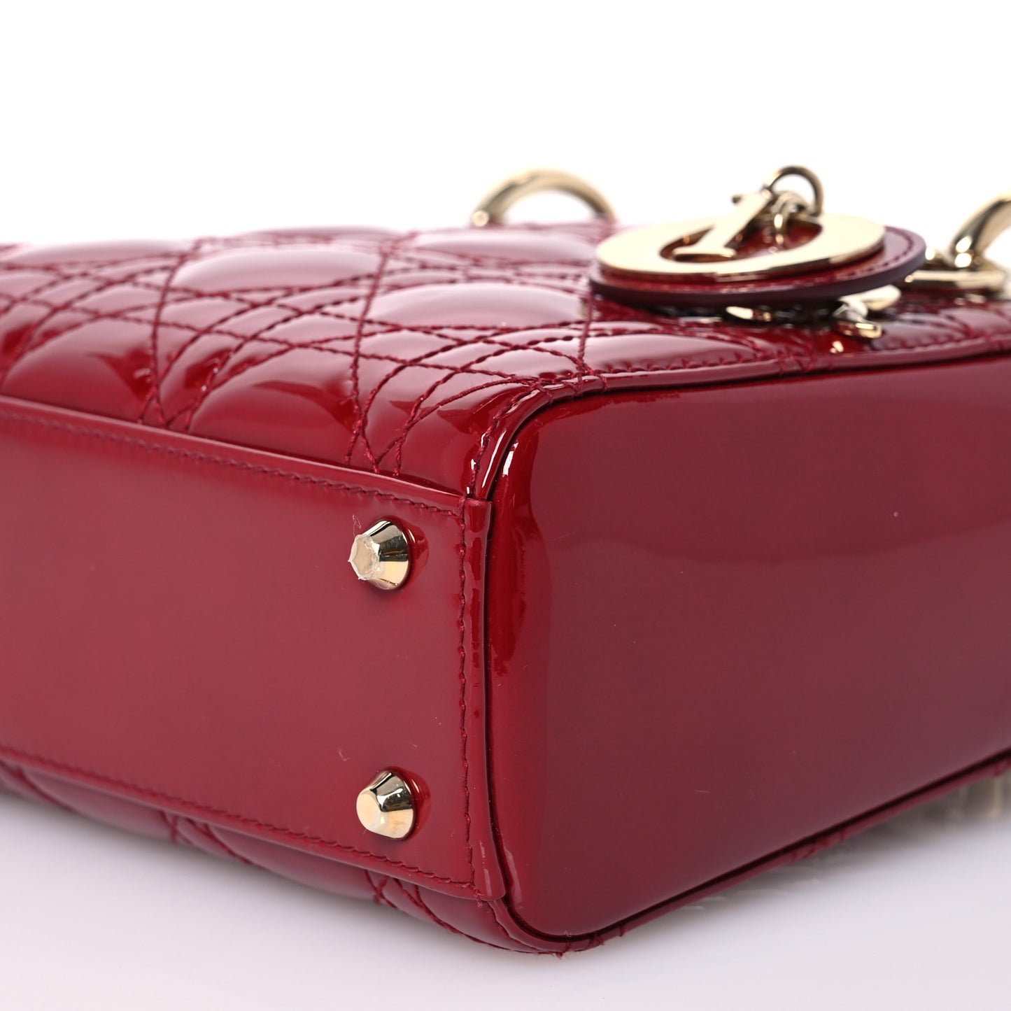 Patent Cannage Mini Lady Dior Red