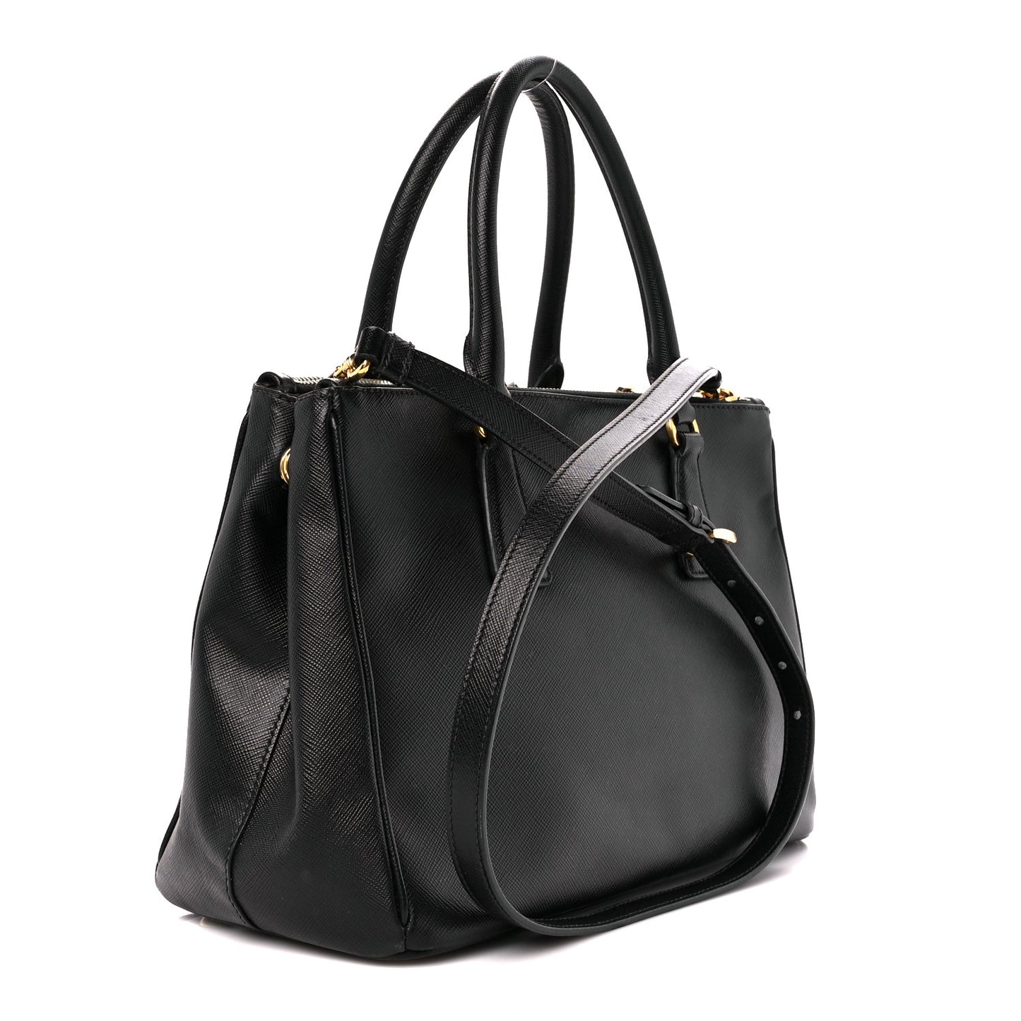 Saffiano Small Galleria Double Zip Tote Black