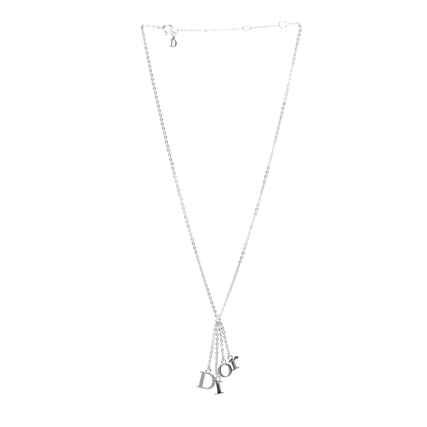 Christian Dior Metal Logo Necklace Silver 3 of 4