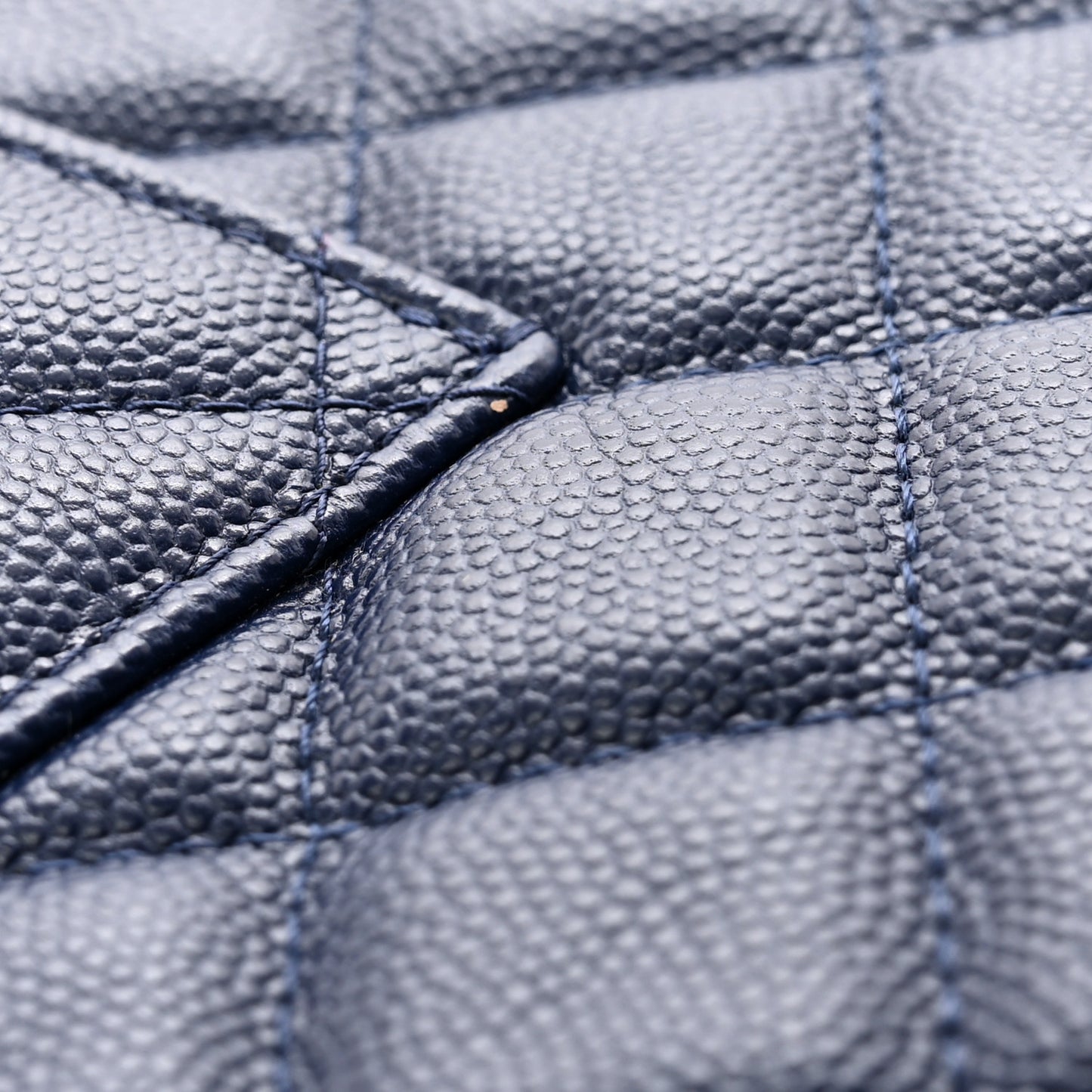 Caviar Quilted Large Cosmetic Case Navy