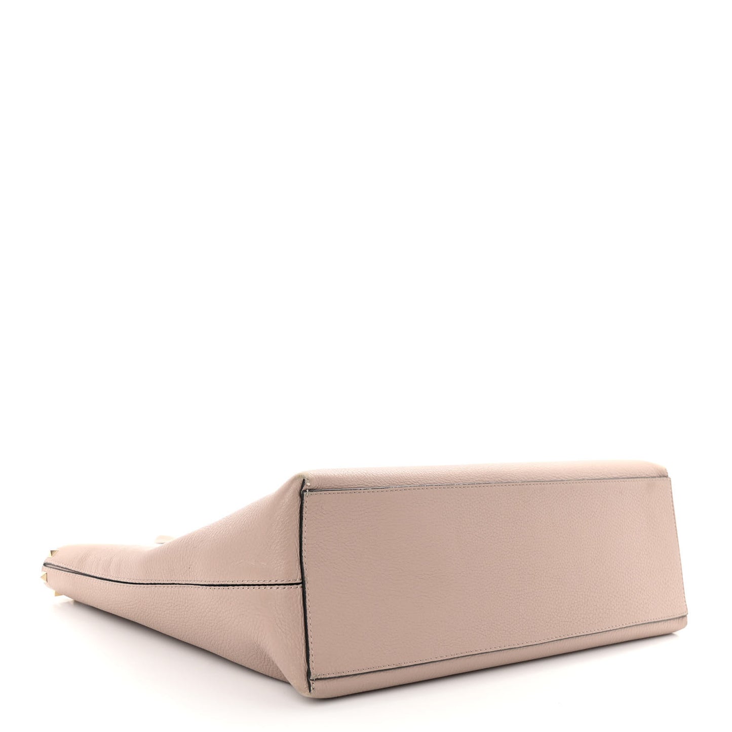 Grained Calfskin Rockstud Shoulder Tote Poudre