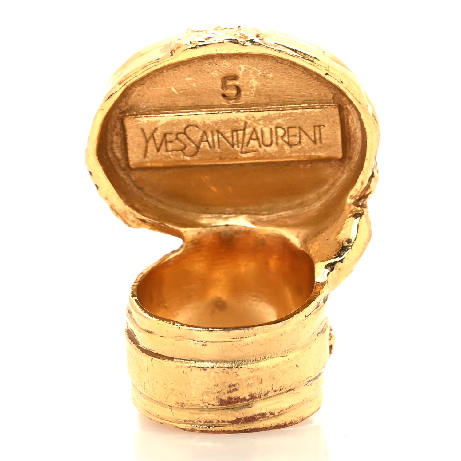 Saint Laurent Glass Cabochon Arty Ovale Ring 49 5 Gold Blue 3 of 4