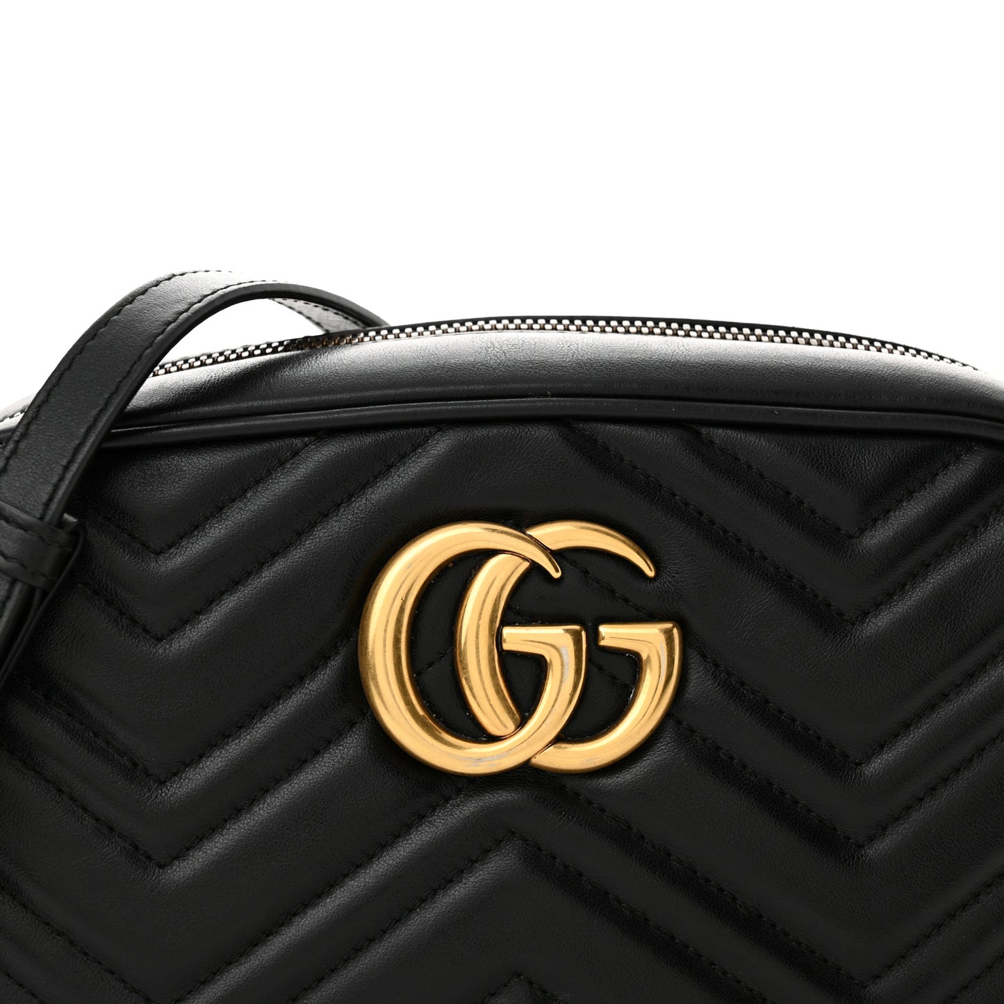 Calfskin Matelasse Small GG Marmont Chain Shoulder Bag Black