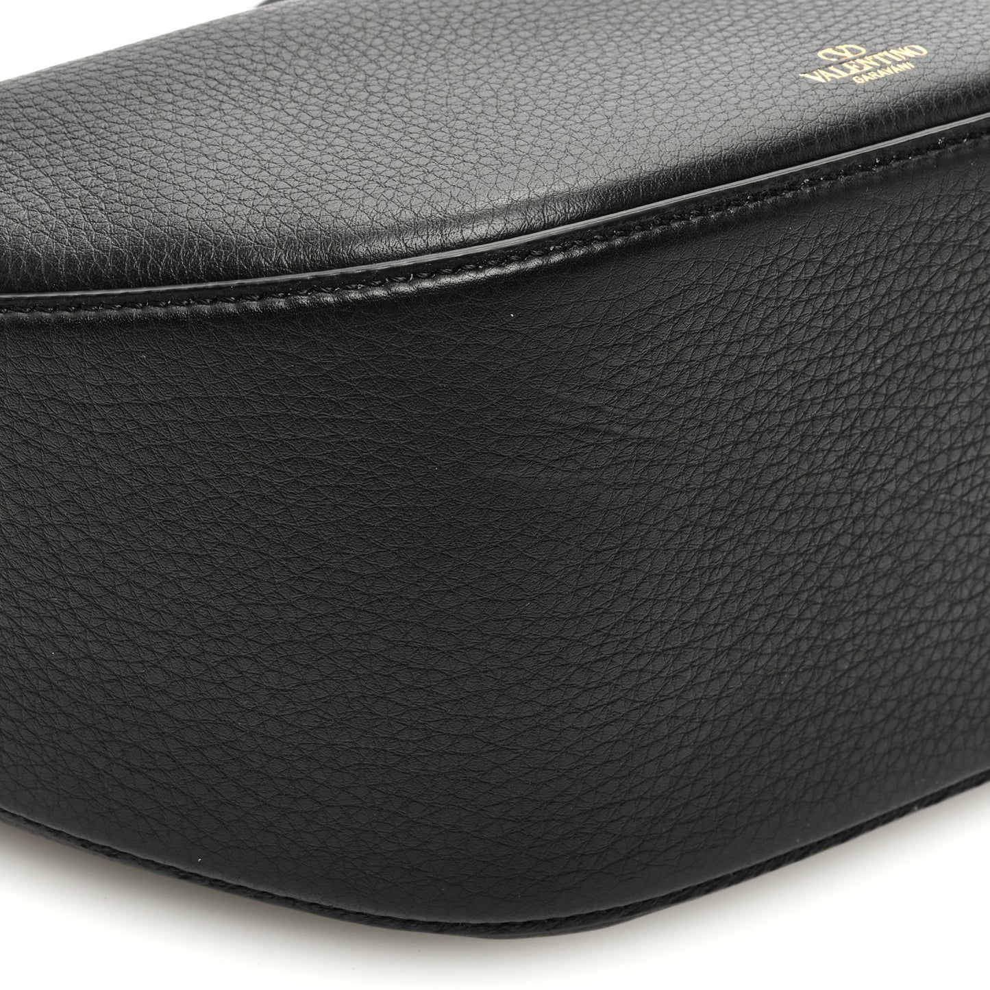 Grainy Calfskin Small Vlogo Moon Hobo Bag Black