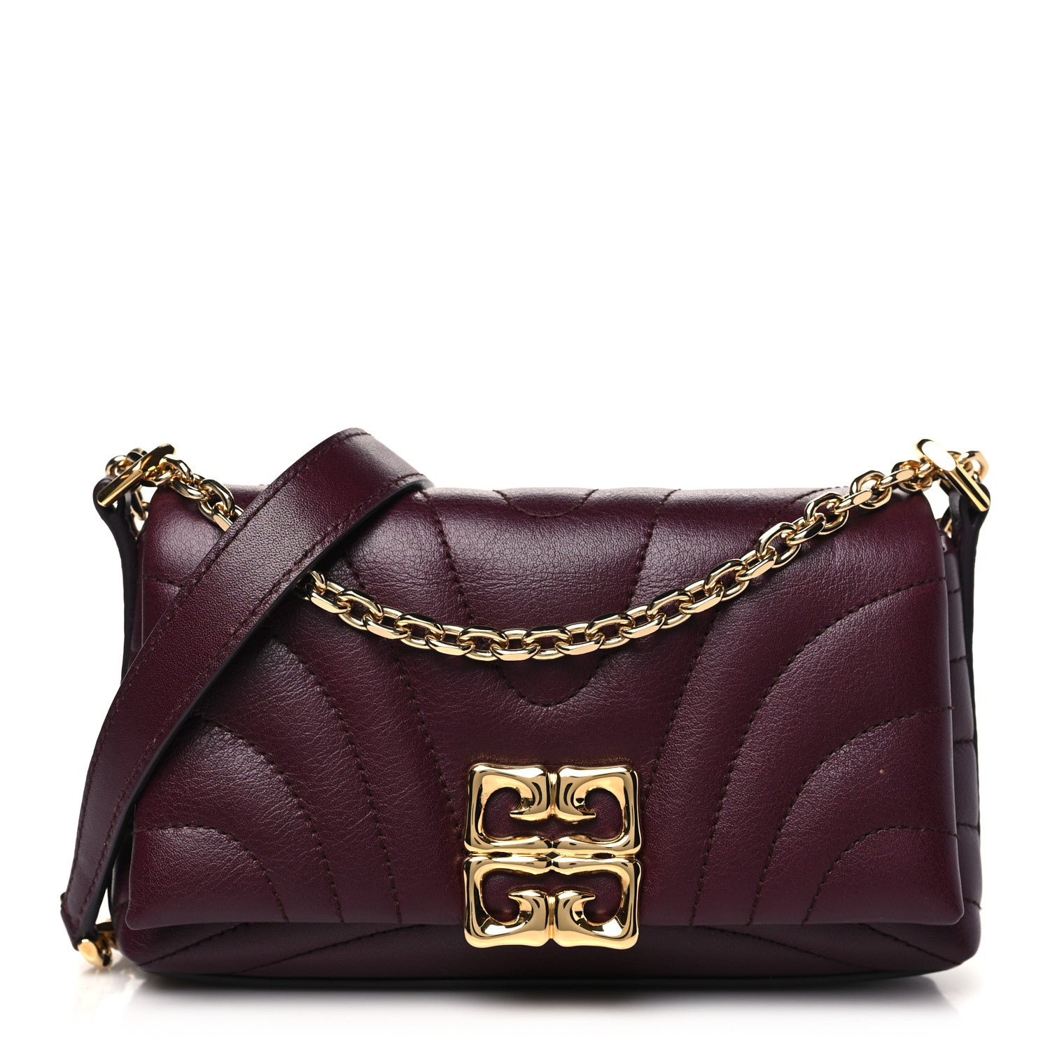Givenchy Calfskin Quilted Small 4G Liquid Wallet On Chain Oxblood 1 of 9