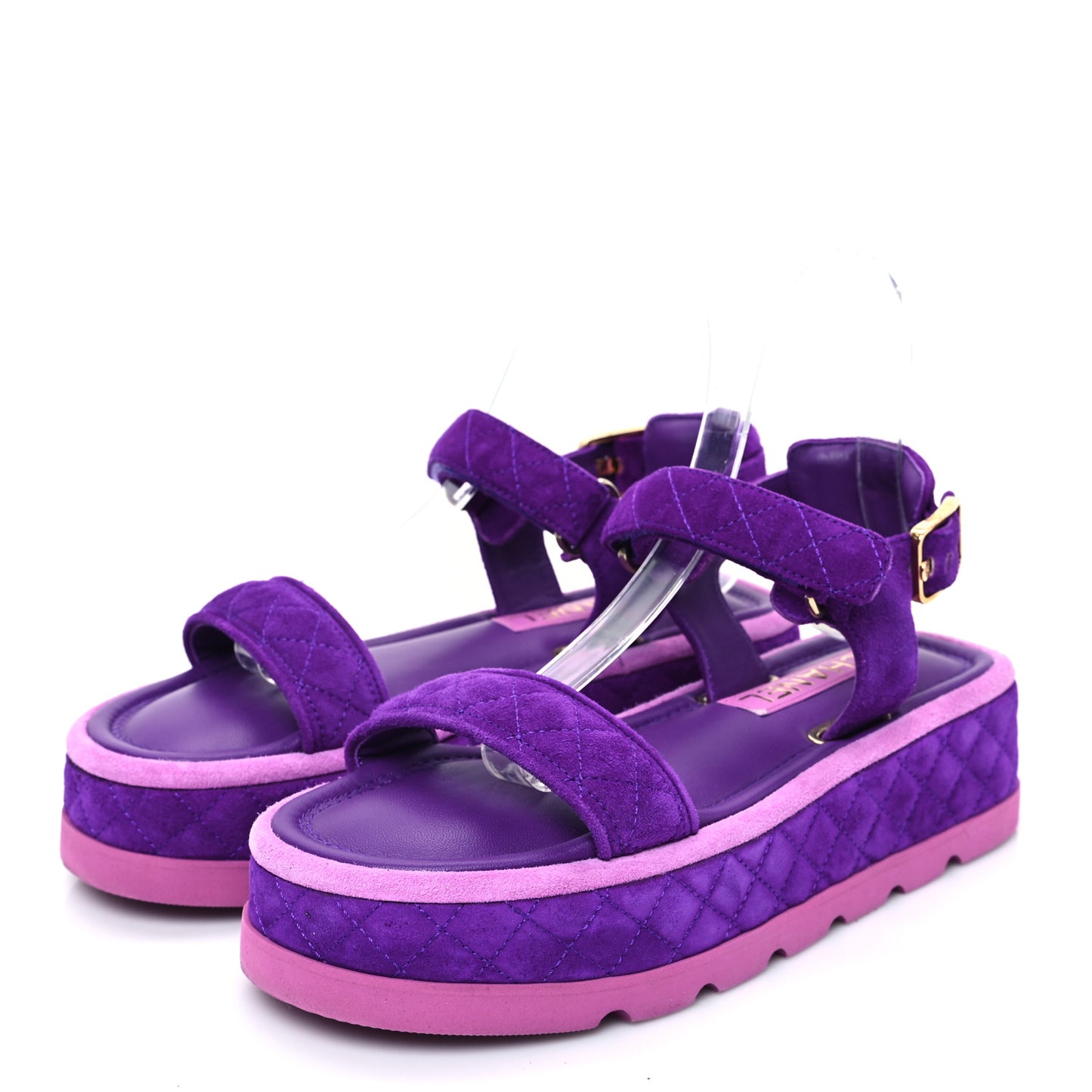 Suede Quilted Platform Sandals 38 Purple Light Purple