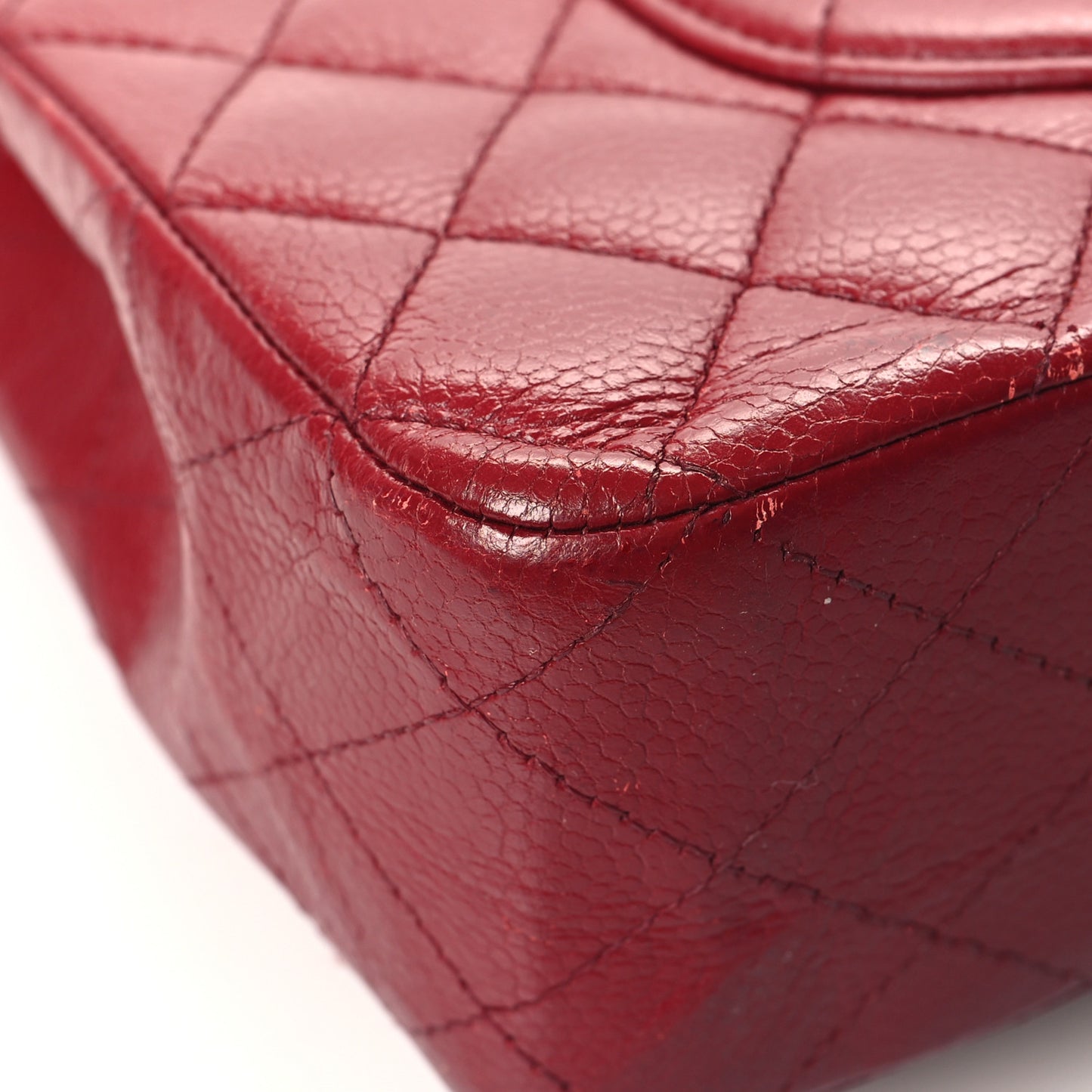 Caviar Quilted Medium Double Flap Dark Red