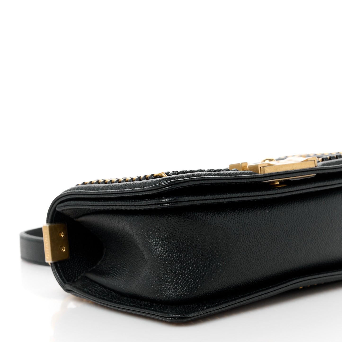 Caviar Quilted Small Chain Around Boy Flap Black