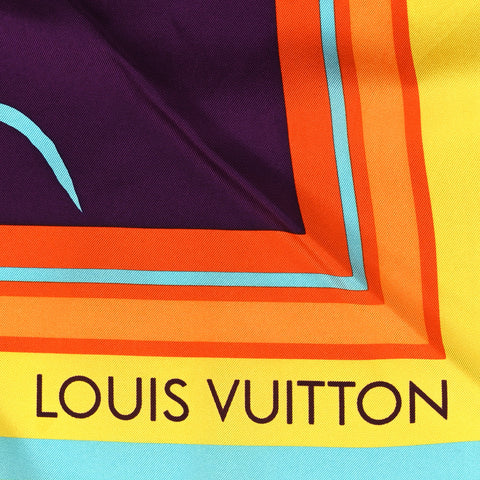 Silk Lily Flower Tassel Square 90 Scarf Multicolor