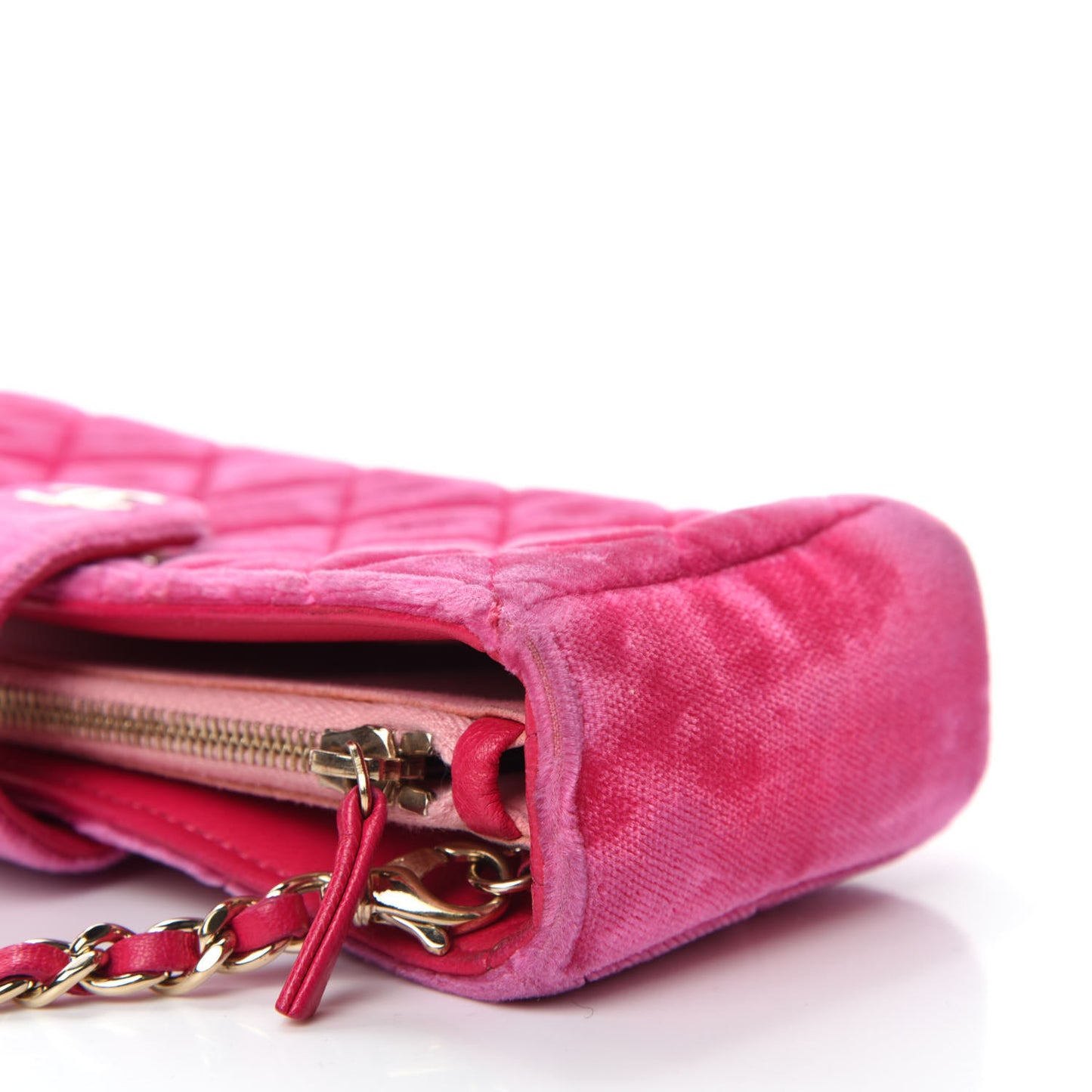 Velvet Quilted Mini Phone Holder Crossbody Bag Pink