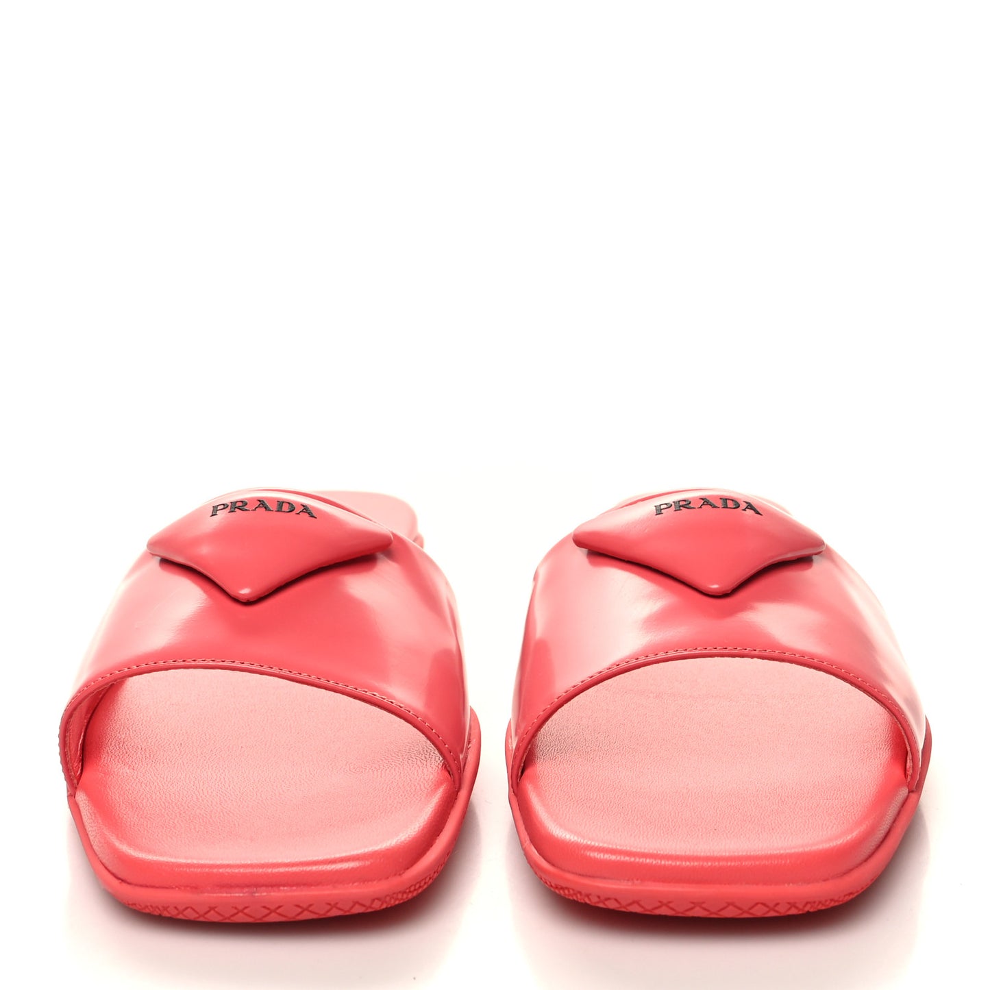 Spazzolato Triangle Logo Slide Flat Sandals 38 Corallo
