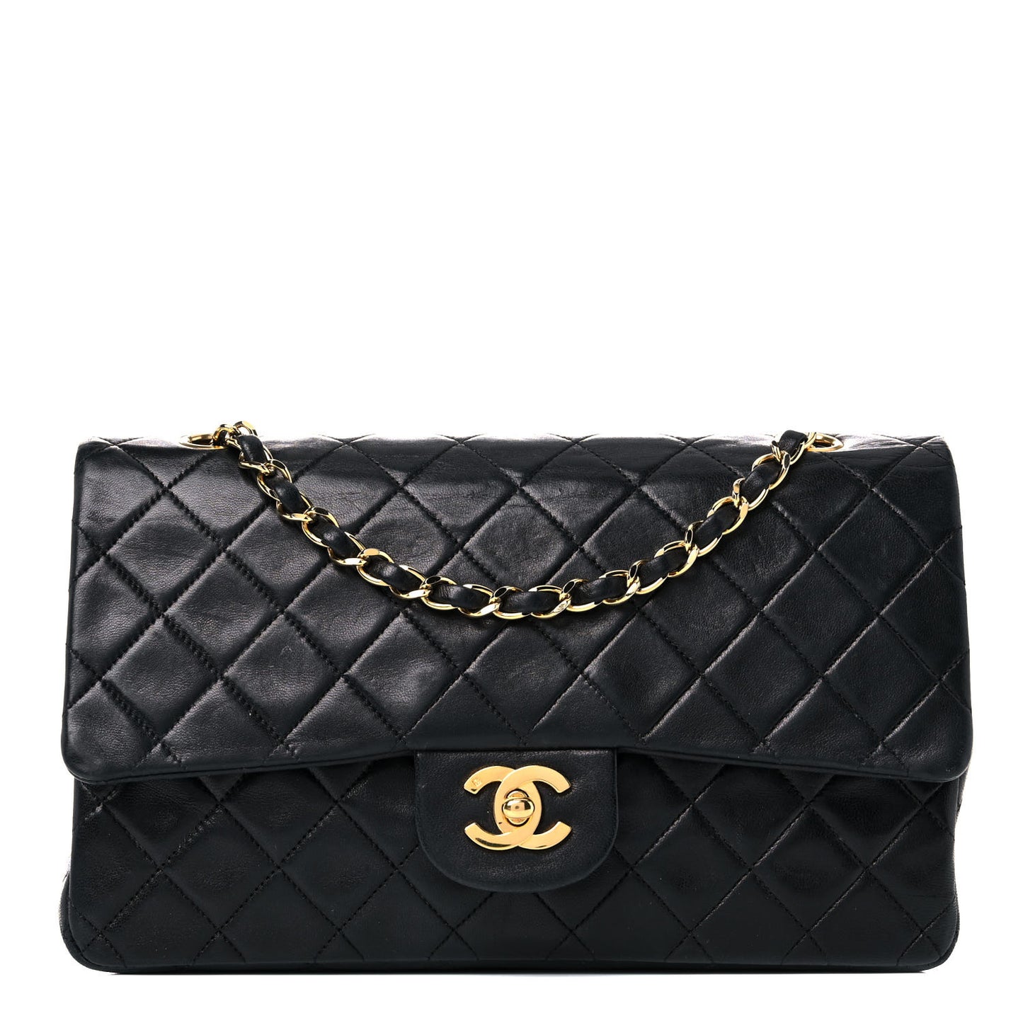 Lambskin Quilted Small Double Flap Black