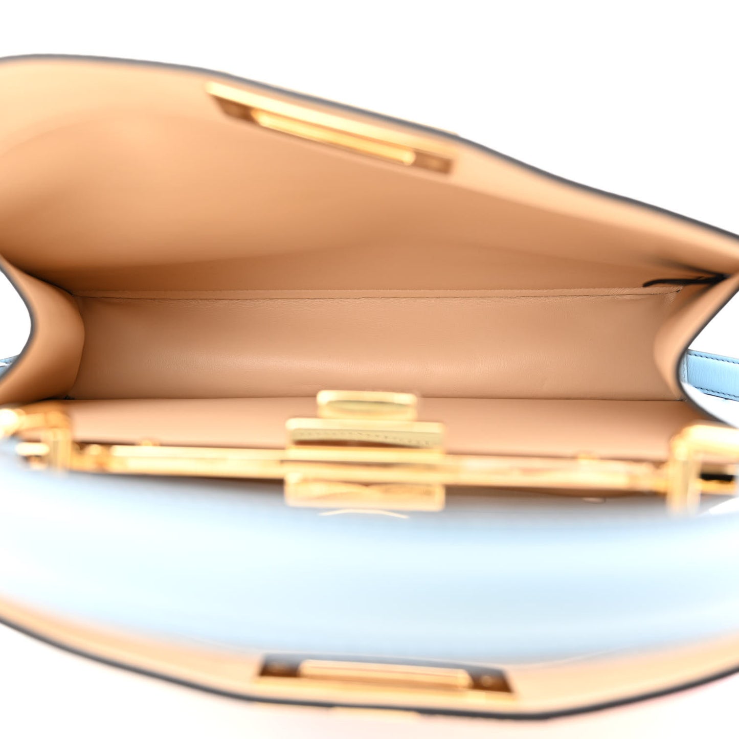 Vitello Seta Nappa Bi-Color Rainbow Girl Inlay Medium Peekaboo I SEE U Satchel Azzurro Baby Multicolor