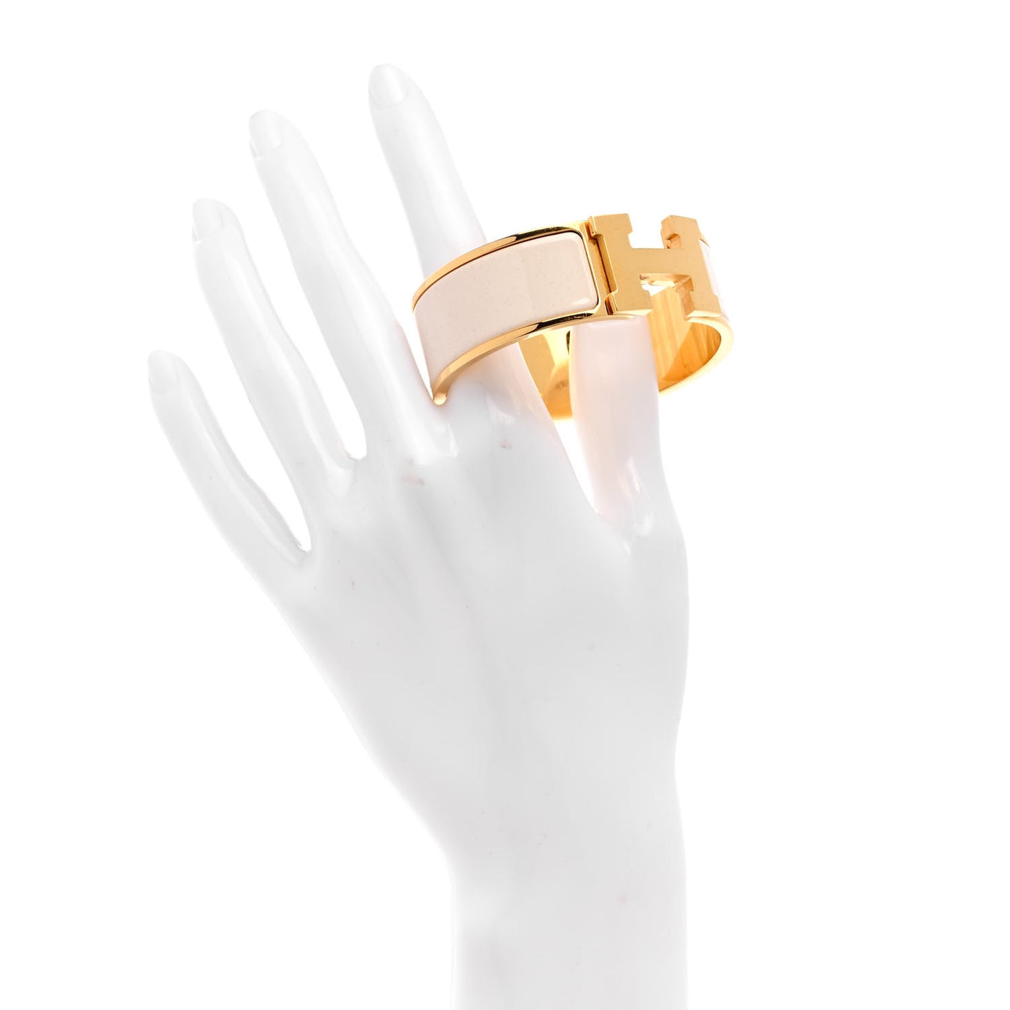 Enamel Wide Clic Clac H Bracelet PM White