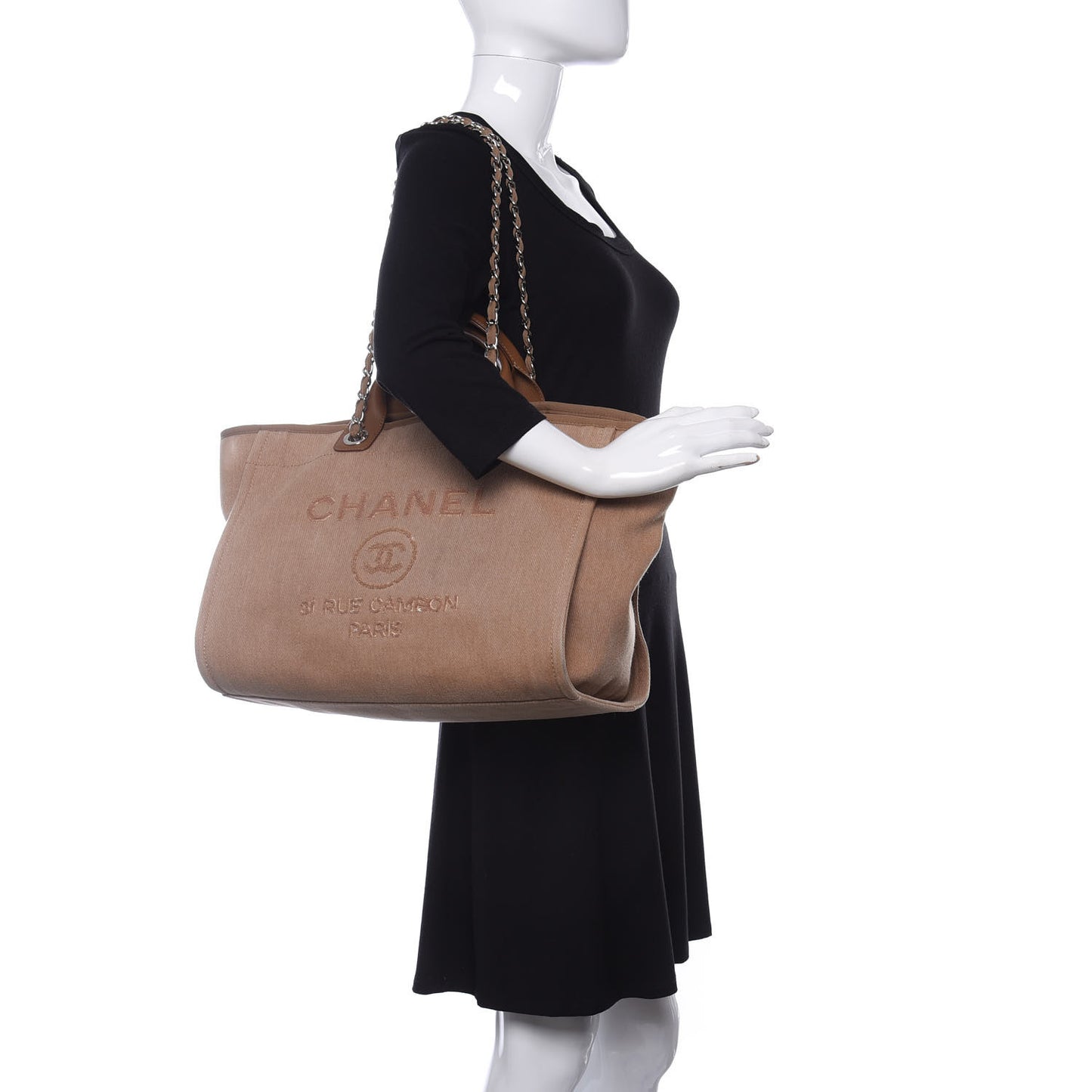 Canvas Sequin Medium Deauville Tote Ecru