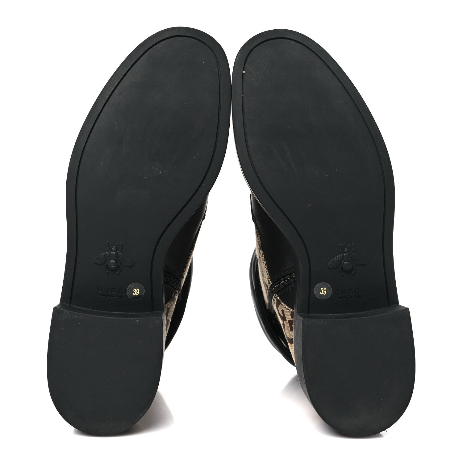 Gucci Flores Calfskin Monogram Maxi GG Nappa Matelasse Double G 40mm Ankle Boots 39 Black Camel Ebony 5 of 8