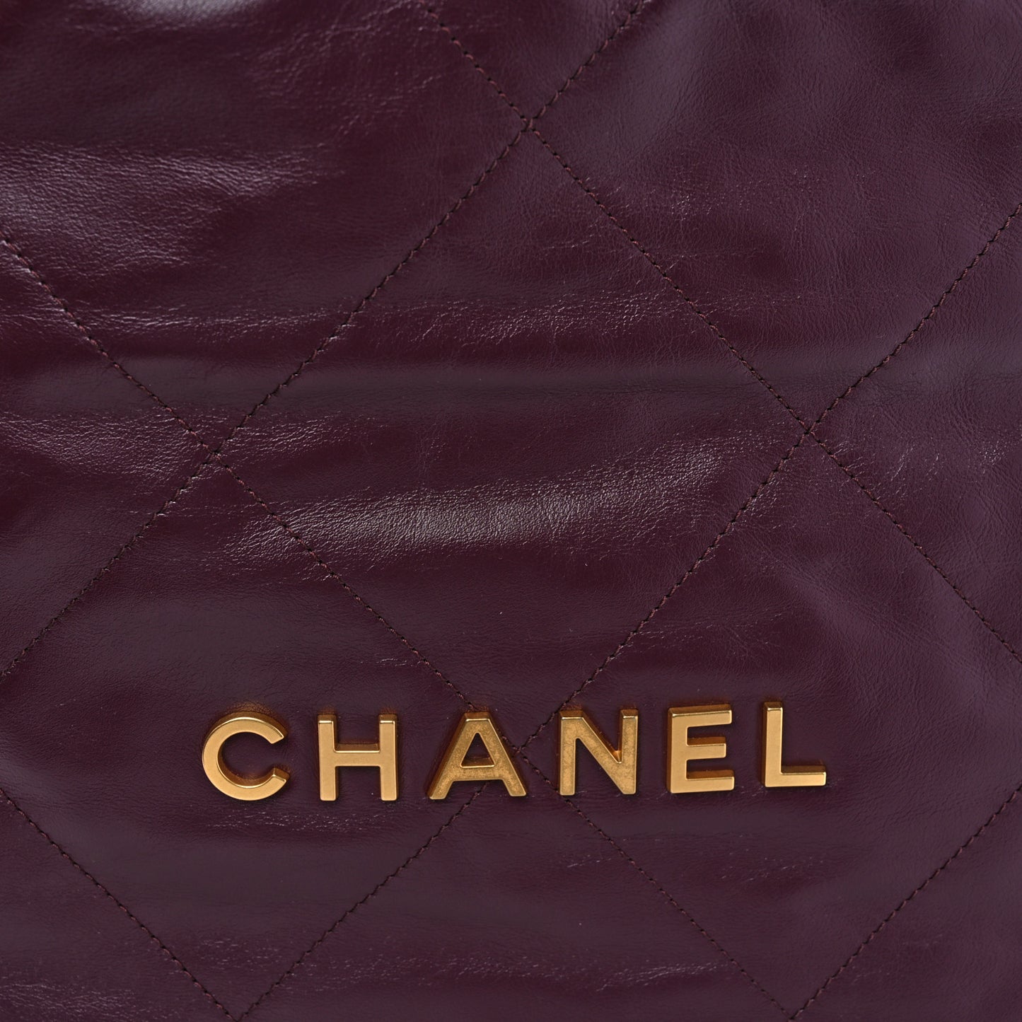 Shiny Calfskin Quilted Small Chanel 22 Dark Burgundy