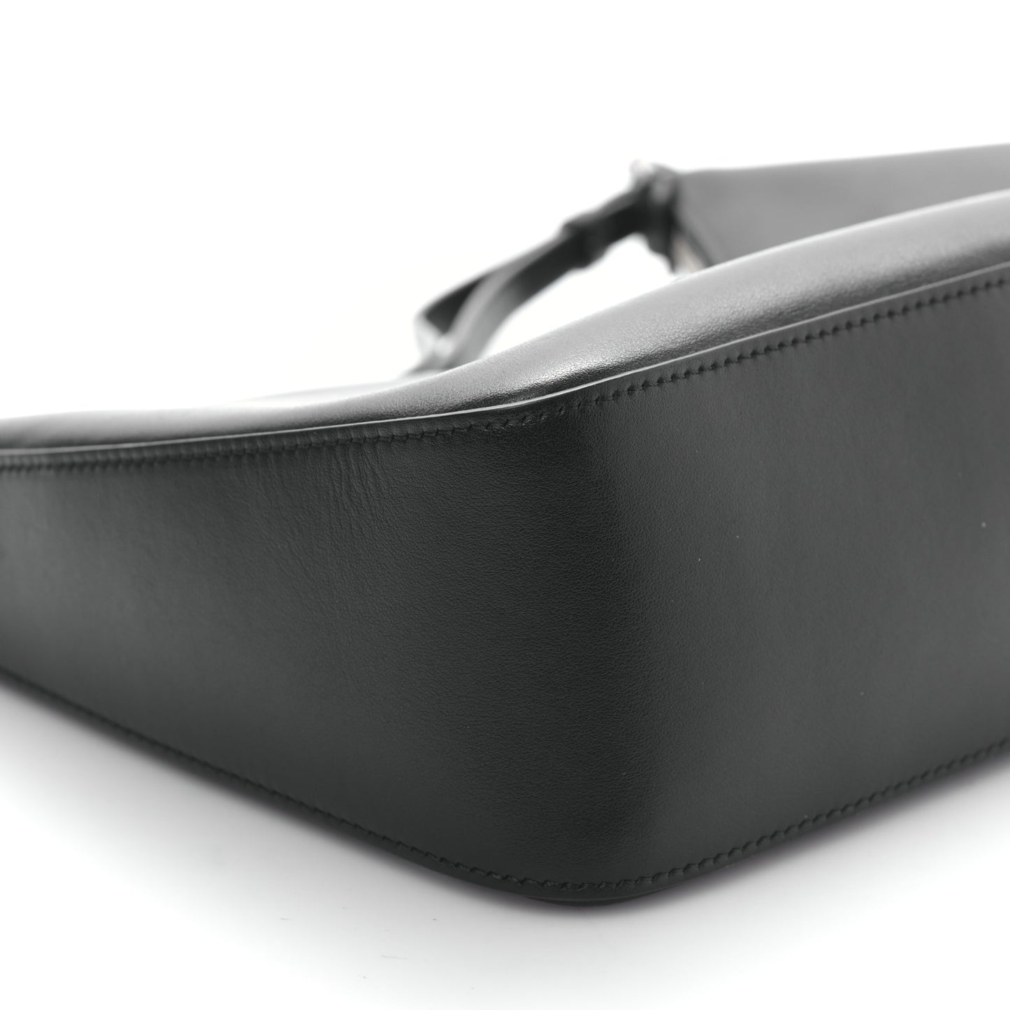 Smooth Calfskin Small Moon Cut Out Shoulder Bag Black