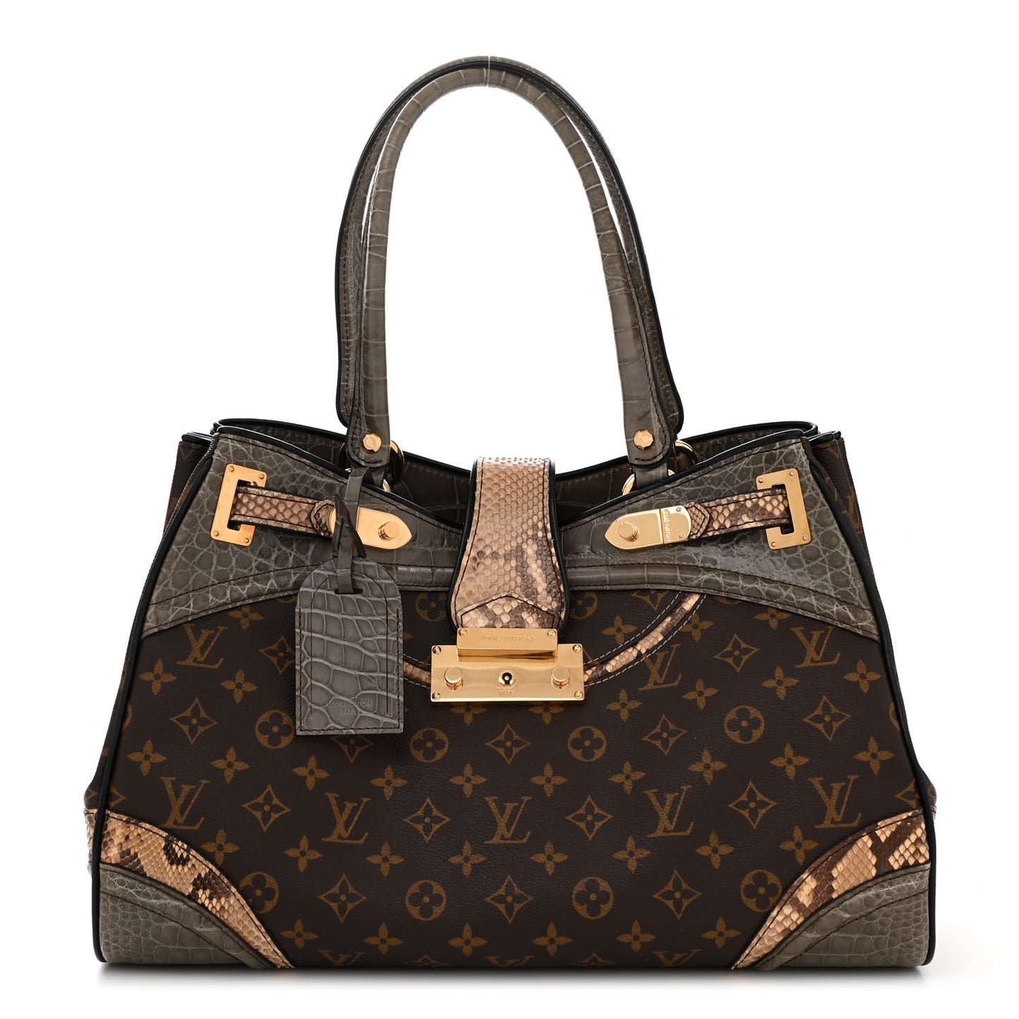 Monogram Snakeskin Alligator Monogramissime Exotic Shopper GM Gris