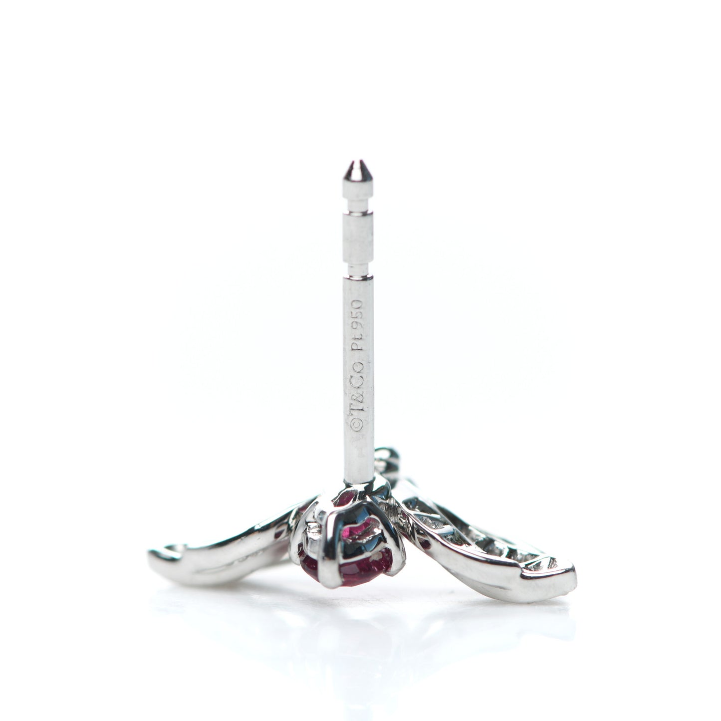 Platinum Diamond Rubellite Paper Flowers Firefly Earrings