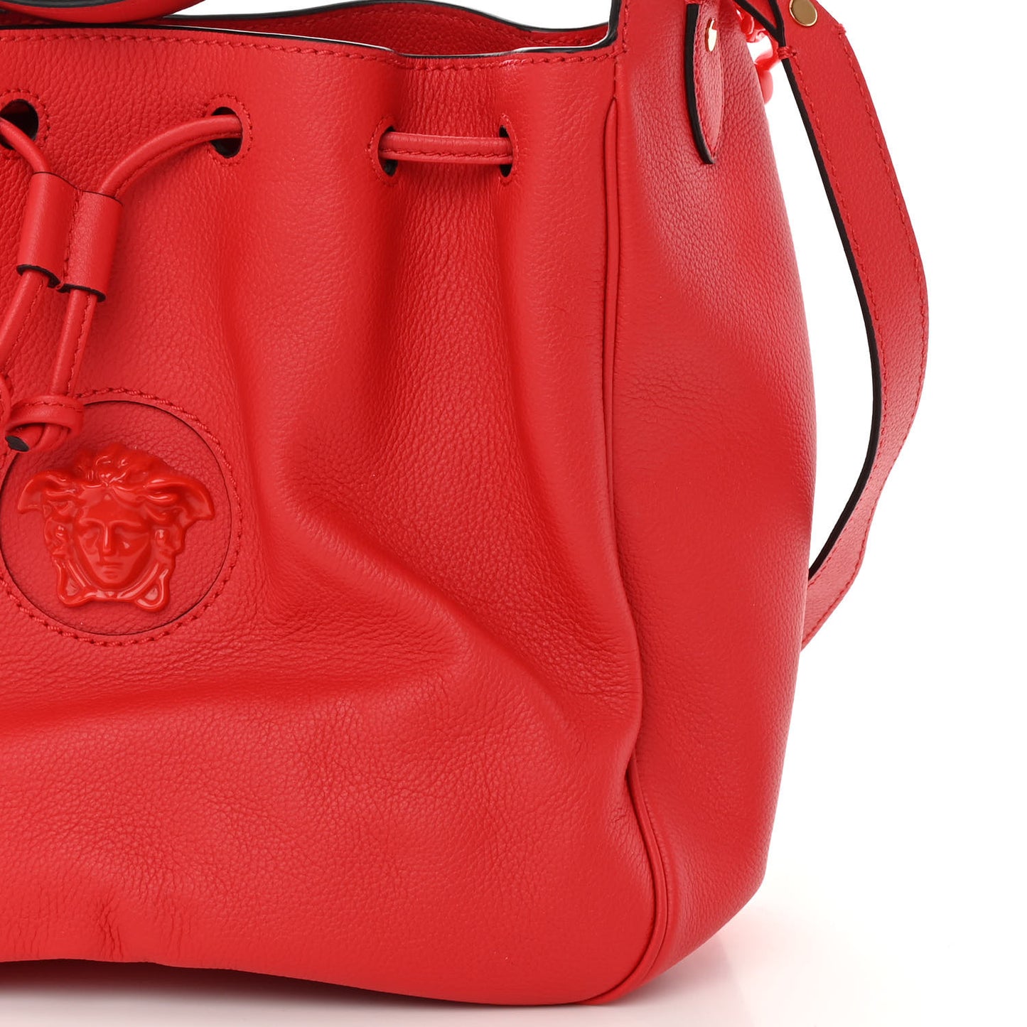 Grained Calfskin La Medusa Bucket Bag Red