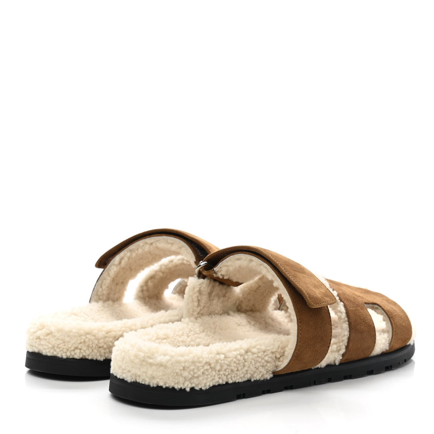 Suede Goatskin Woolskin Mens Chypre Sandals 41 Brun Fume Ecru