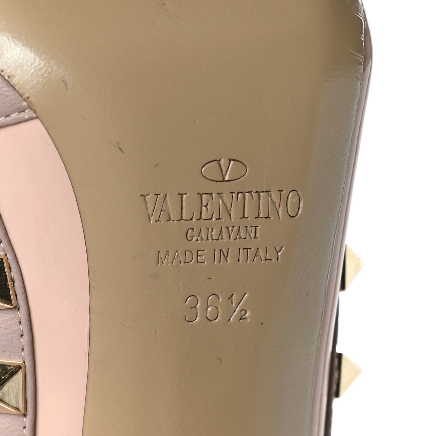 Patent Nappa Rockstud Ankle Strap 100mm Pumps 36.5 Water Rose Poudre