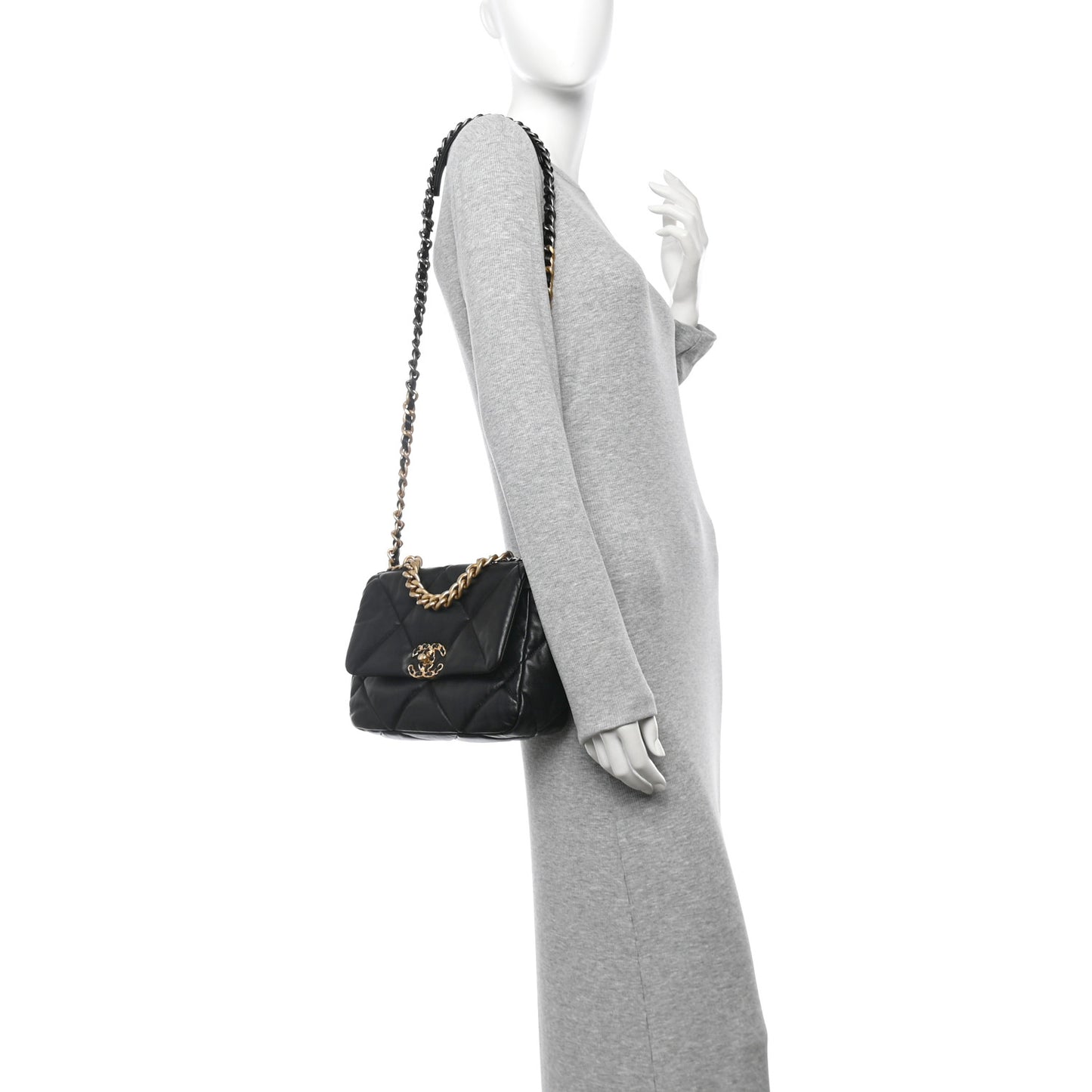 Lambskin Quilted Medium Chanel 19 Flap Black