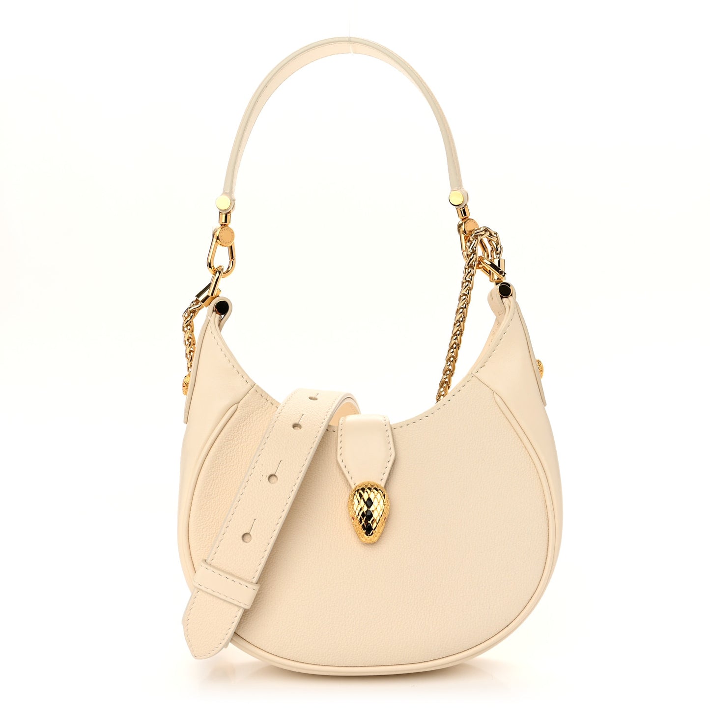 Calfskin Serpenti Forever Mini Hobo Ivory Opal