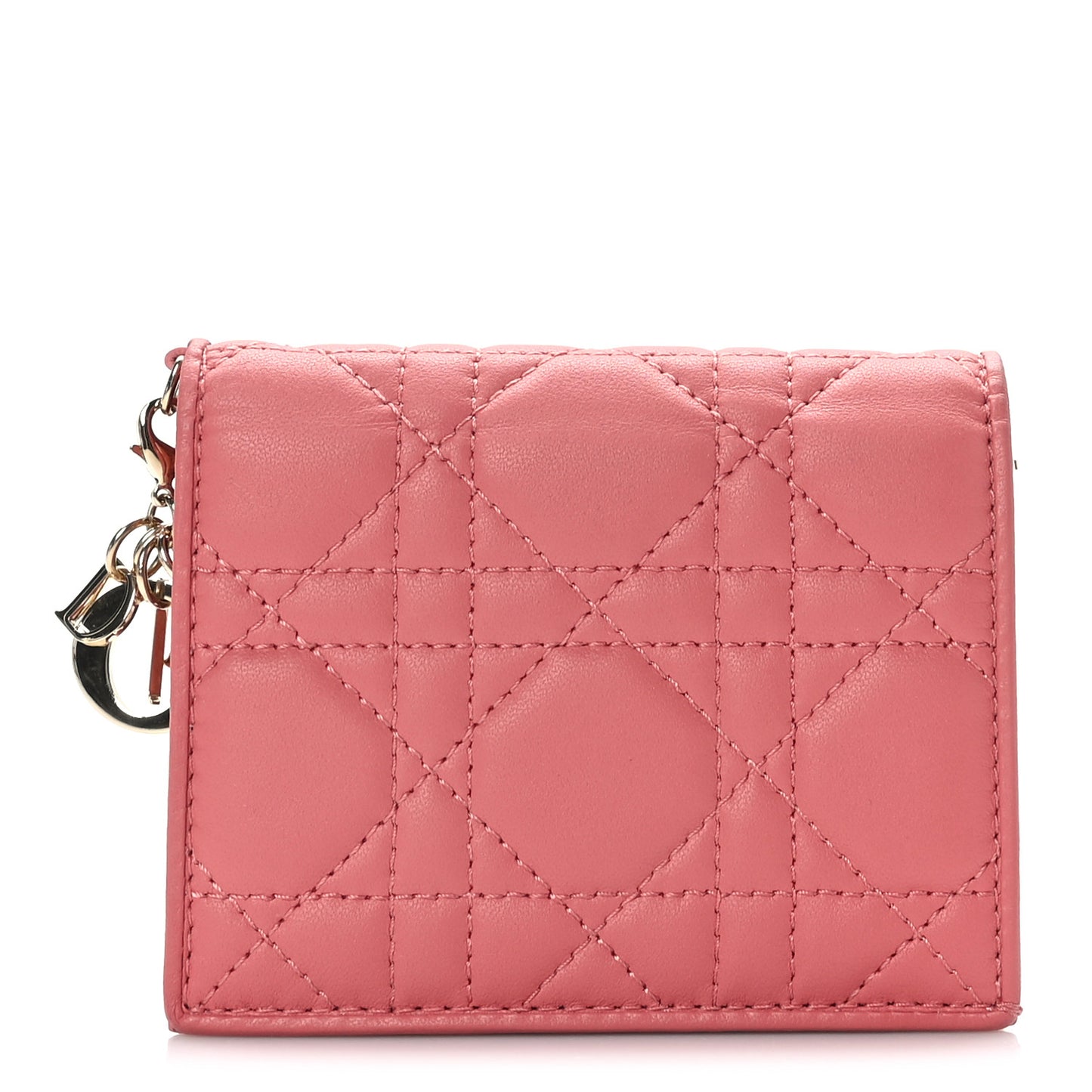 Lambskin Cannage Mini Lady Dior Wallet Pink