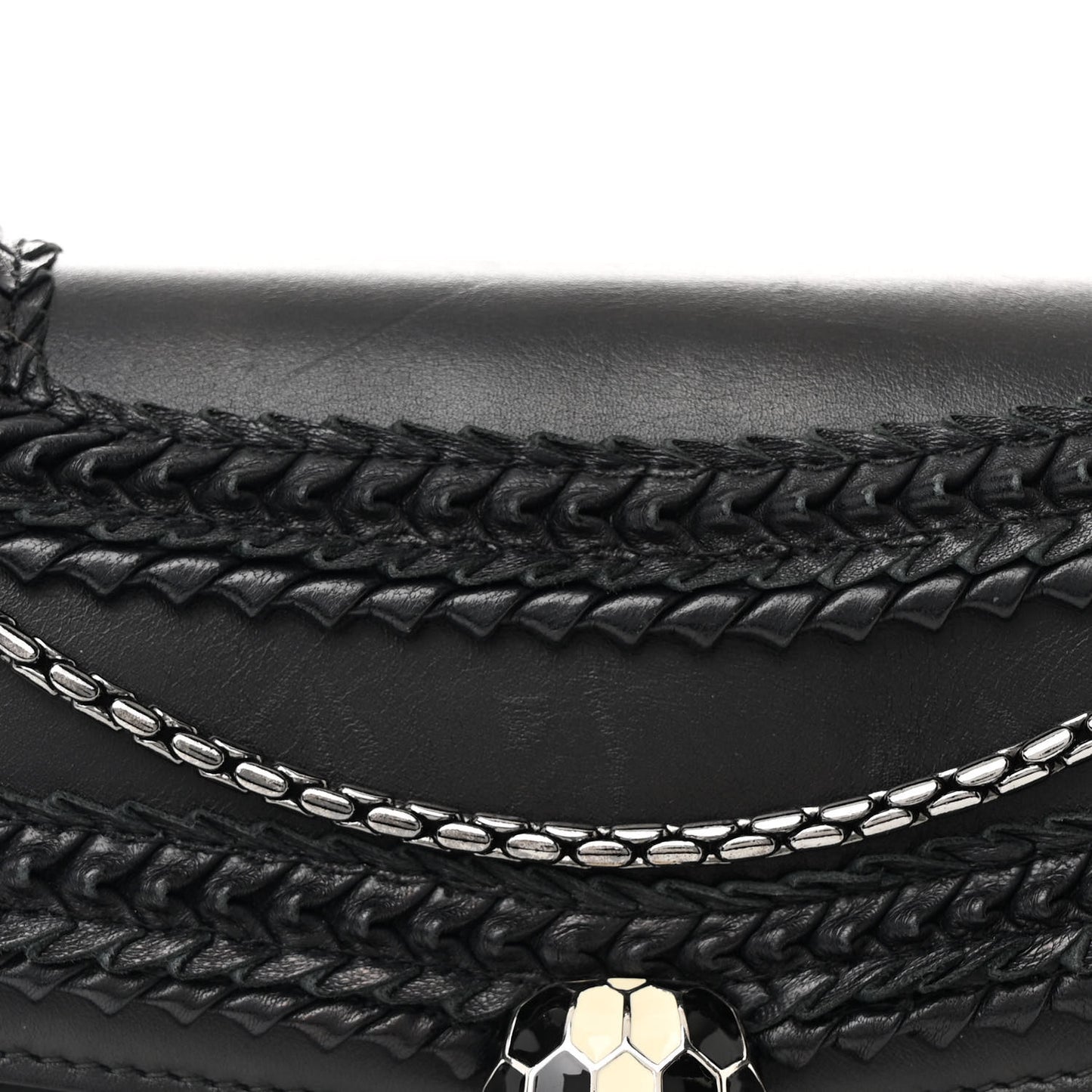 Calfskin Plisse Serpenti Forever Crossbody Bag Black