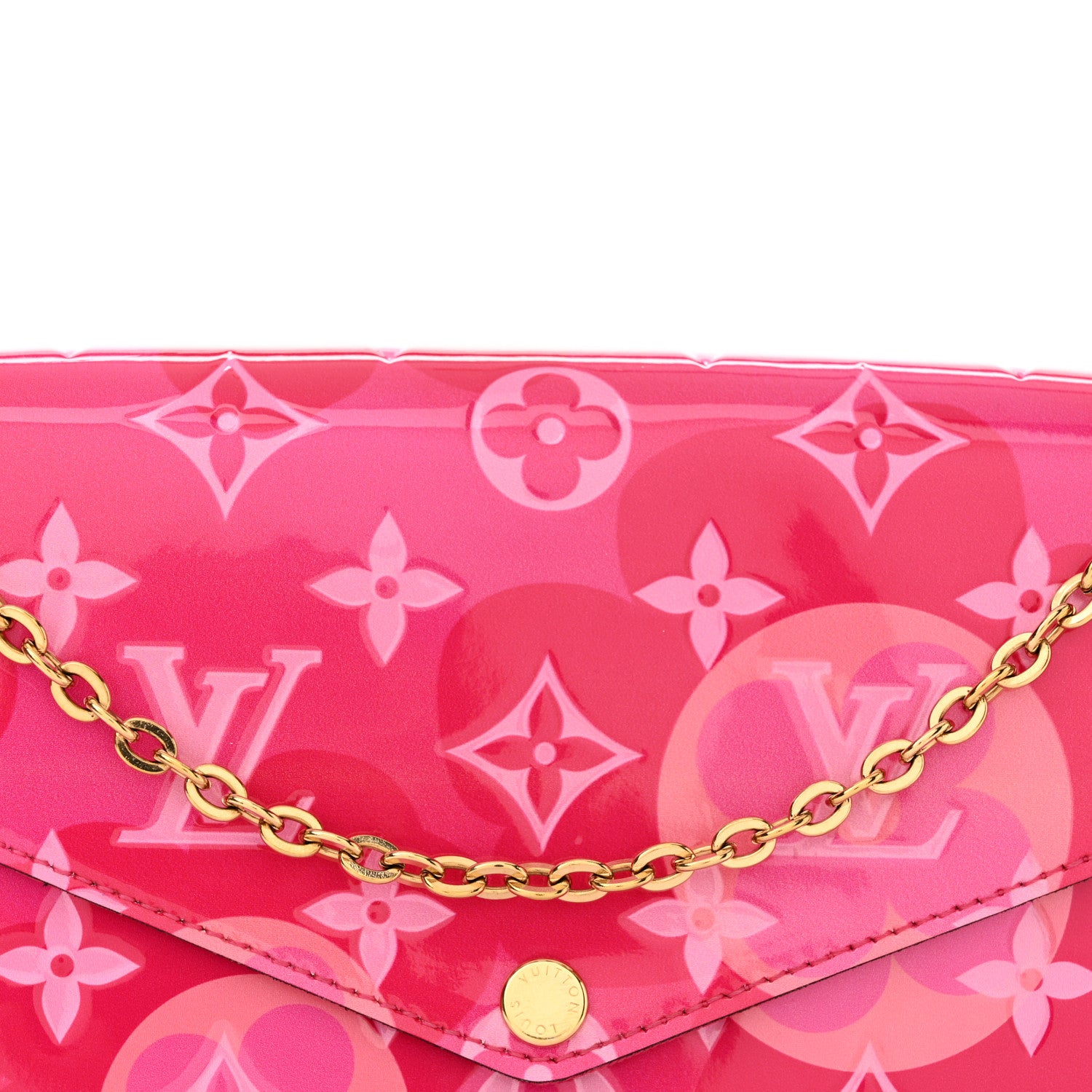 Louis Vuitton Vernis Valentine Pochette Felicie Chain Wallet Fuchsia 8 of 10