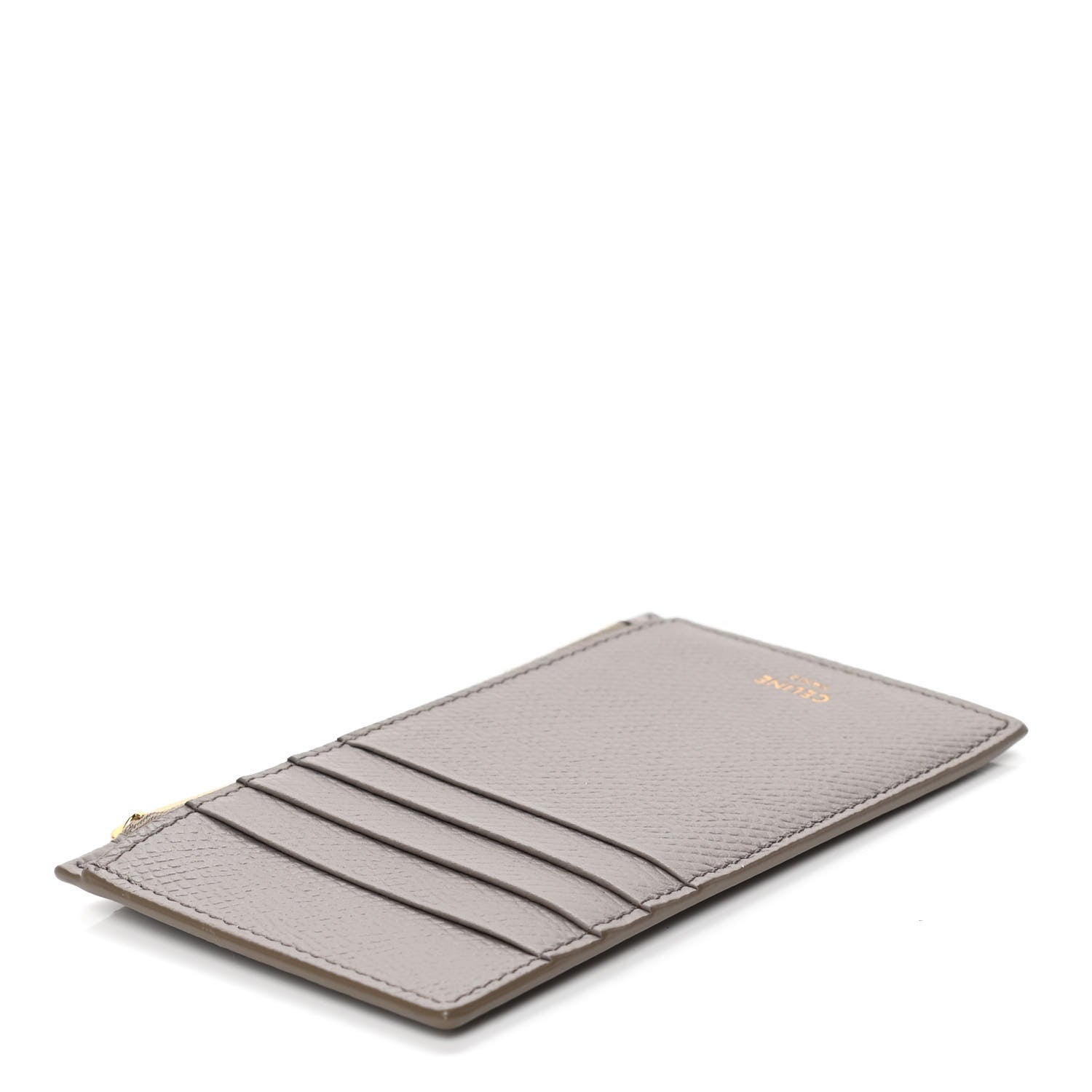 Celine Grained Calfskin Zipped Card Holder Pebble 3 of 3