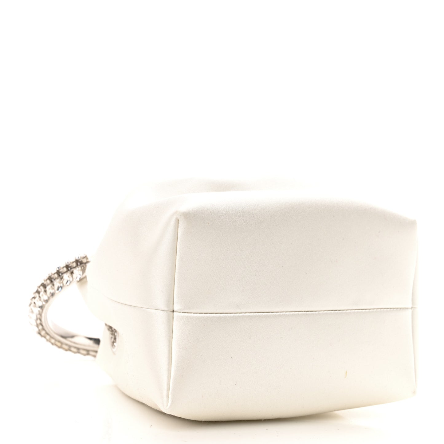 Satin Crystal Embellished Top Handle Bon Bon Bag Ivory