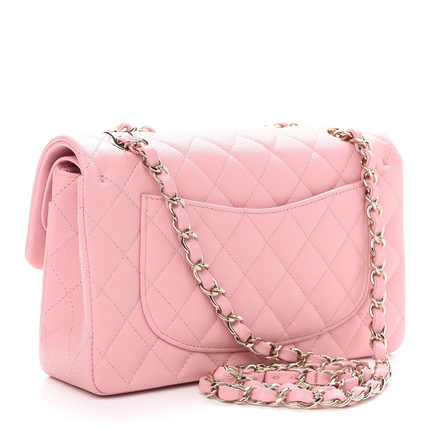 Caviar Quilted Small Double Flap Pink