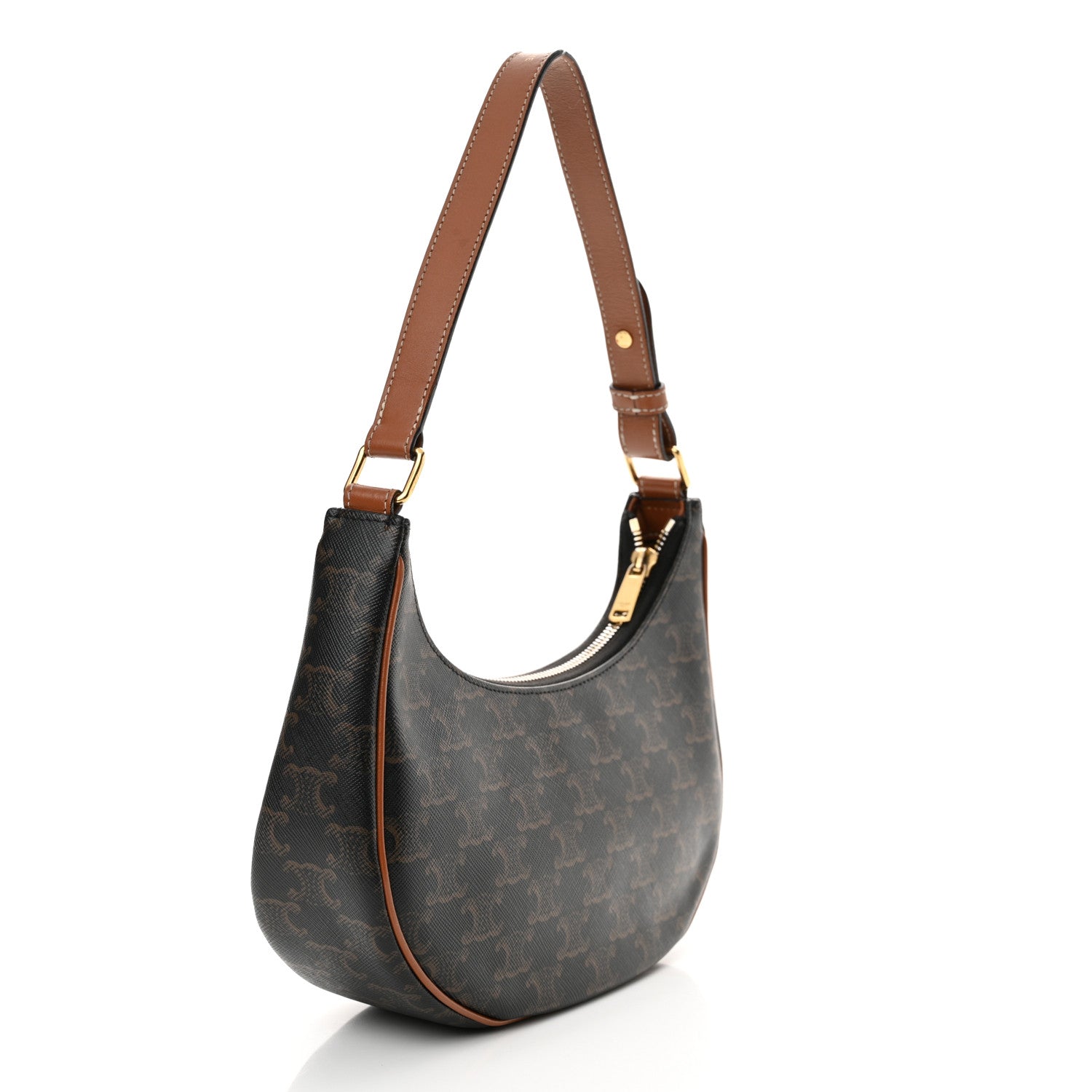 Celine Triomphe Canvas Calfskin Ava Shoulder Bag Tan 3 of 16