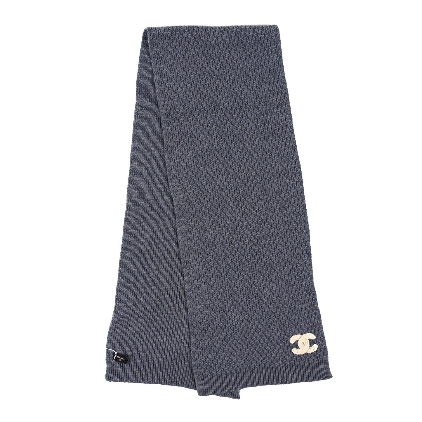 Cashmere Knitted CC Scarf Grey
