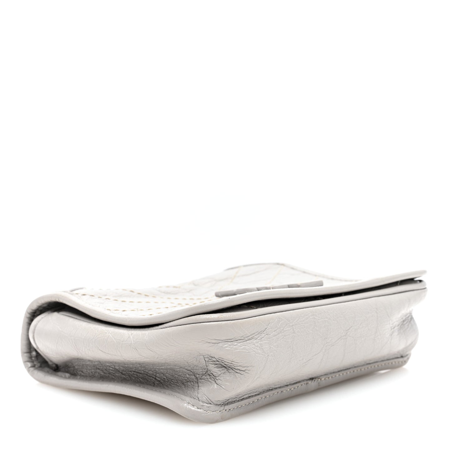 Crinkled Calfskin Matelasse Monogram Niki Chain Wallet Light Grey