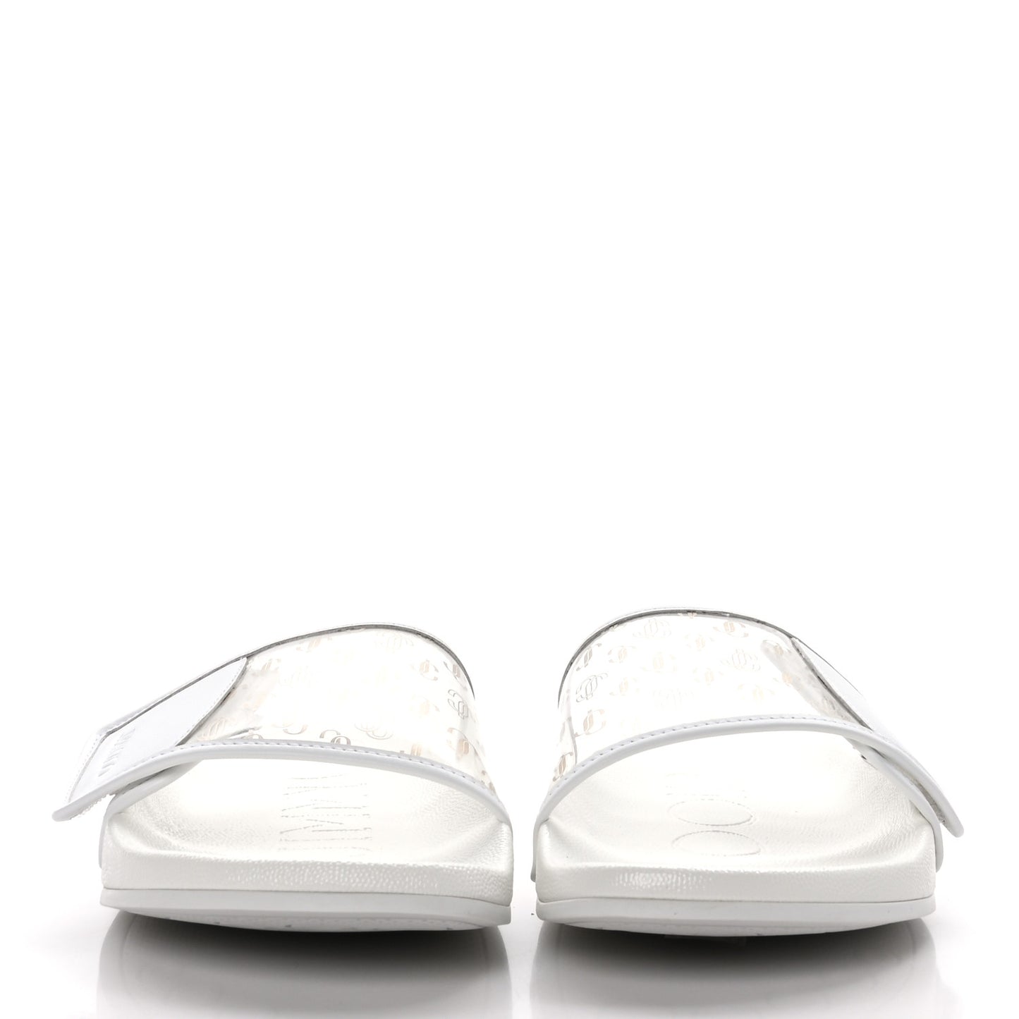Plexi Lambskin Logo Print Fitz Slide Sandals 40 White