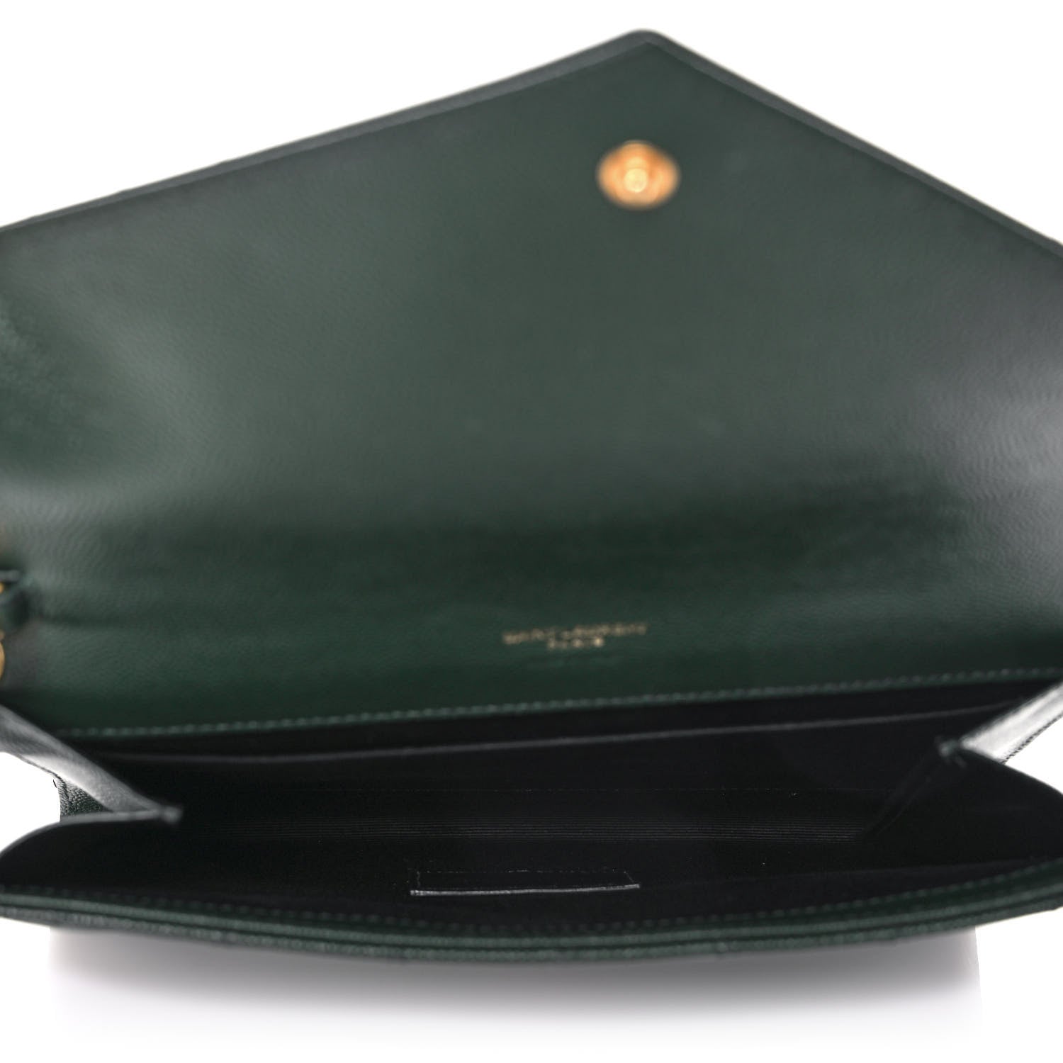 Saint Laurent Grain De Poudre Textured Mixed Matelasse Triquilt Monogram Clutch Vert Fonce 5 of 11