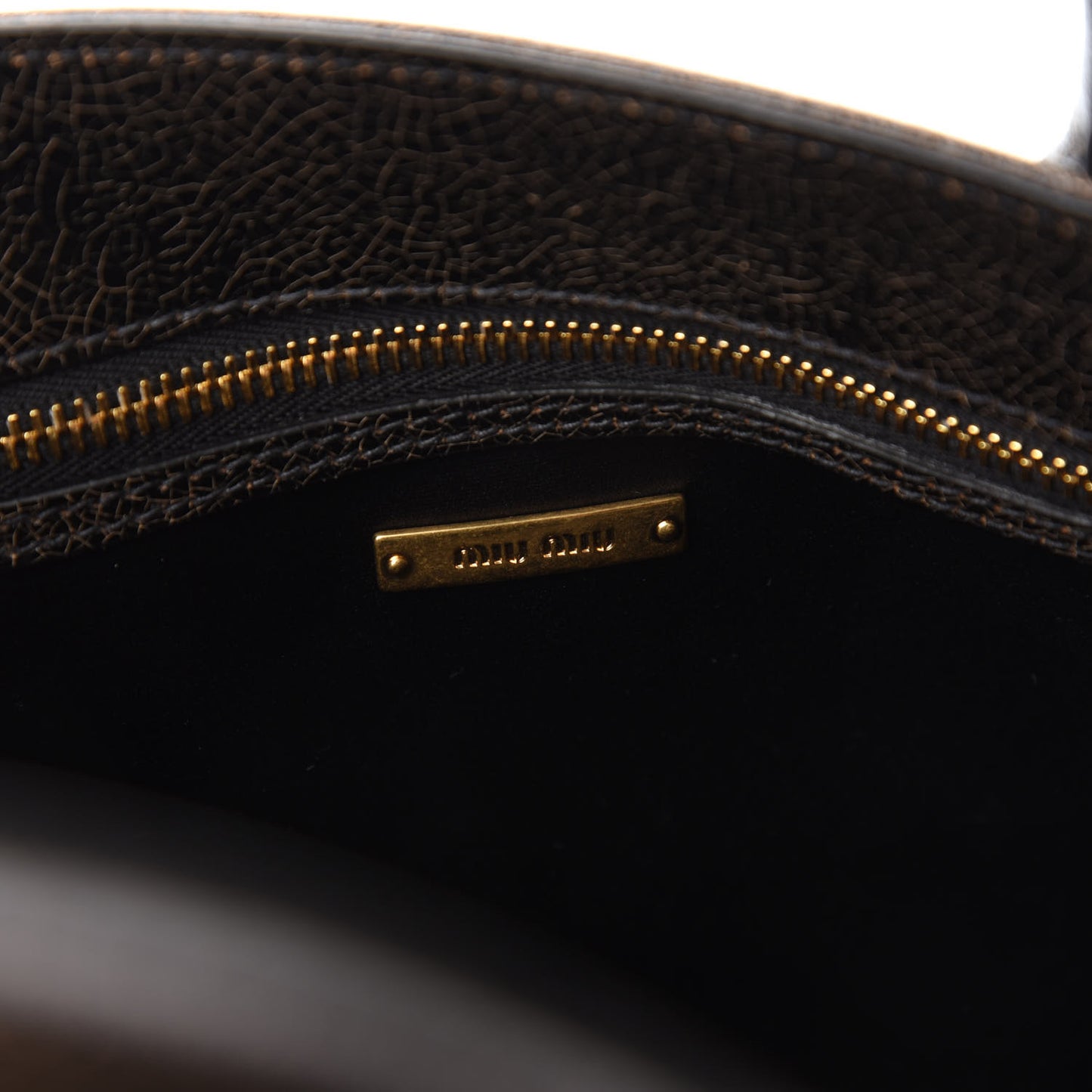 Calfskin Craquele Shopping Bag Ebano