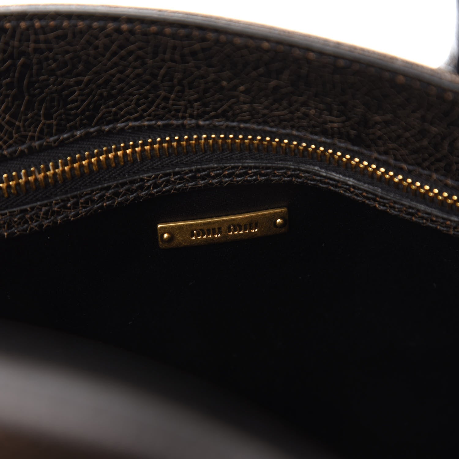 Miu Miu Calfskin Craquele Shopping Bag Ebano 8 of 9