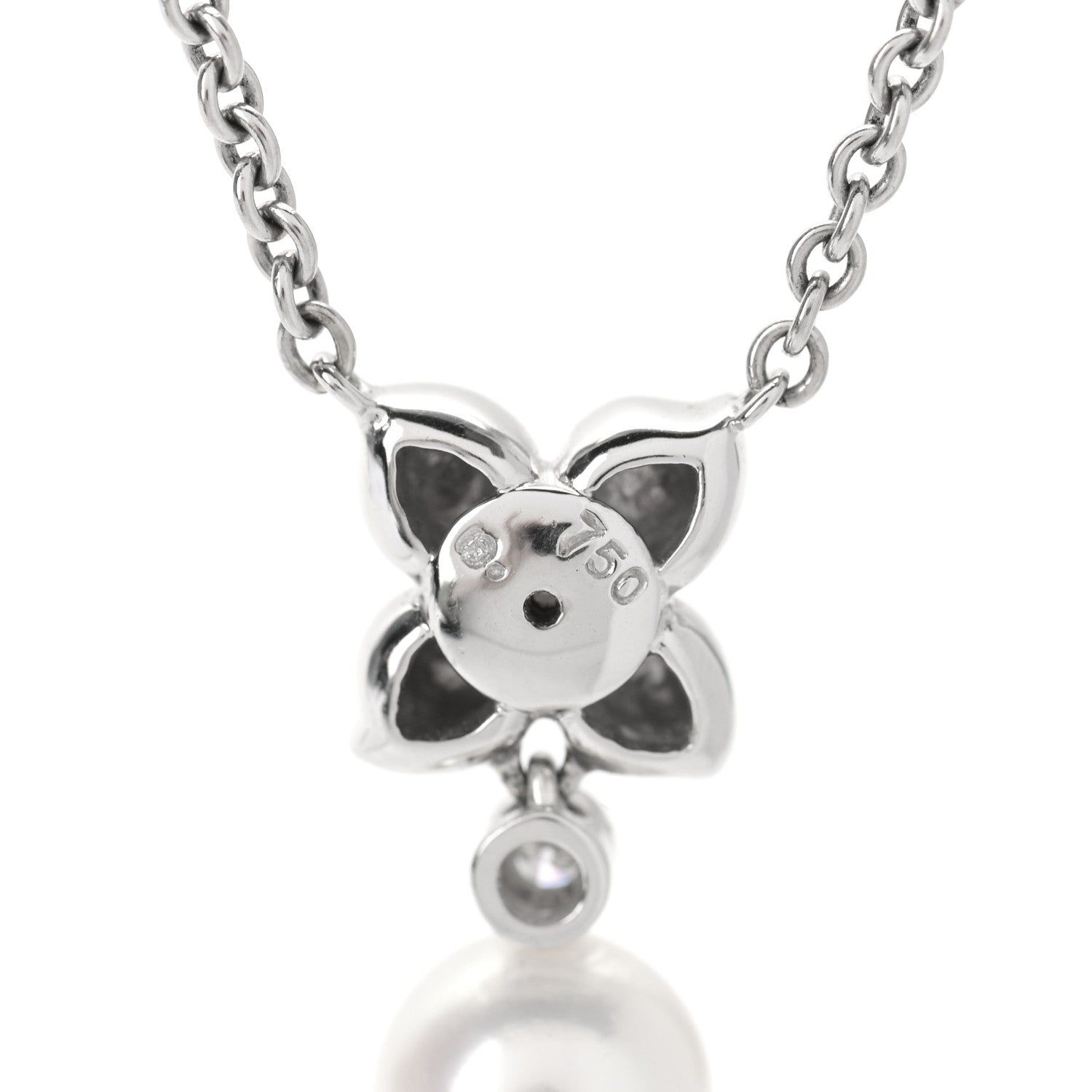 Mikimoto 18K White Gold Diamond Akoya Pearl 7.5mm Drop Pendant Necklace 4 of 4