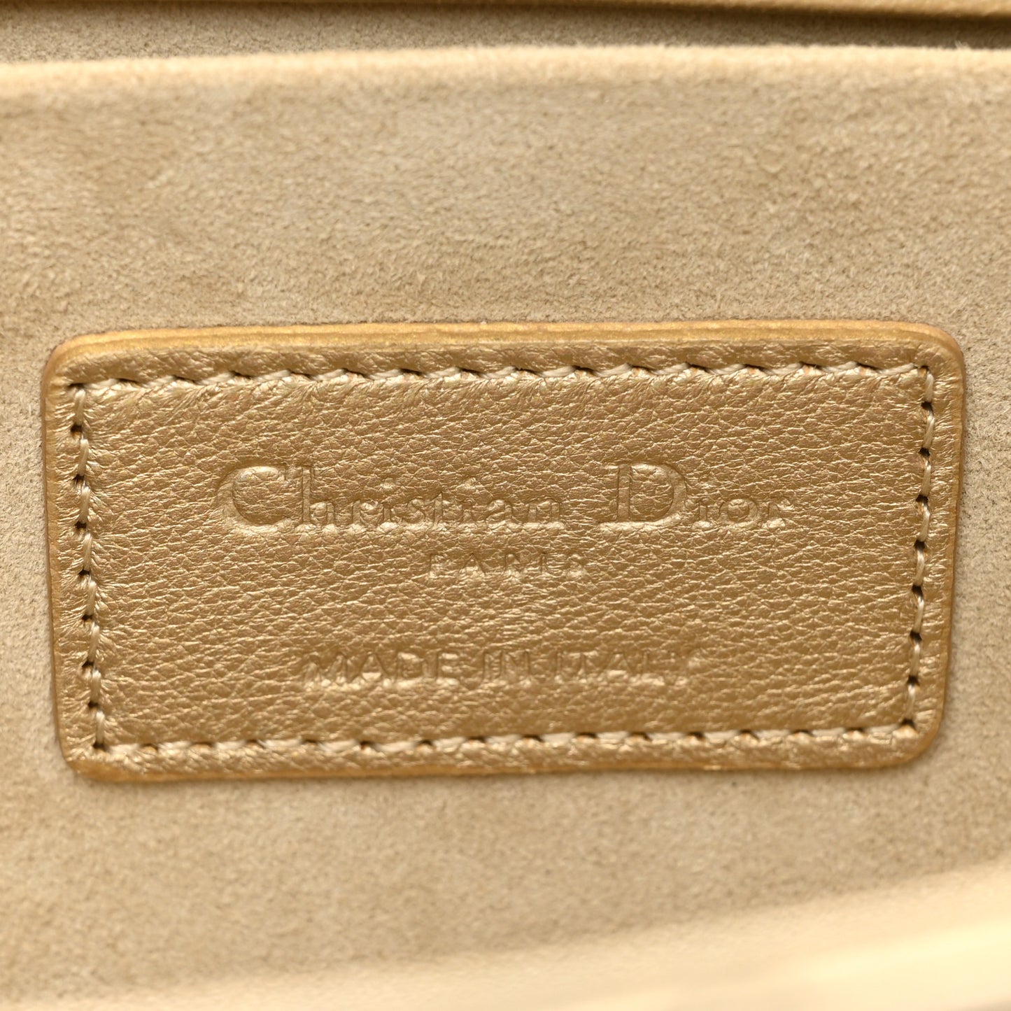 Metallic Lambskin Cannage Medium Lady D-Joy Or