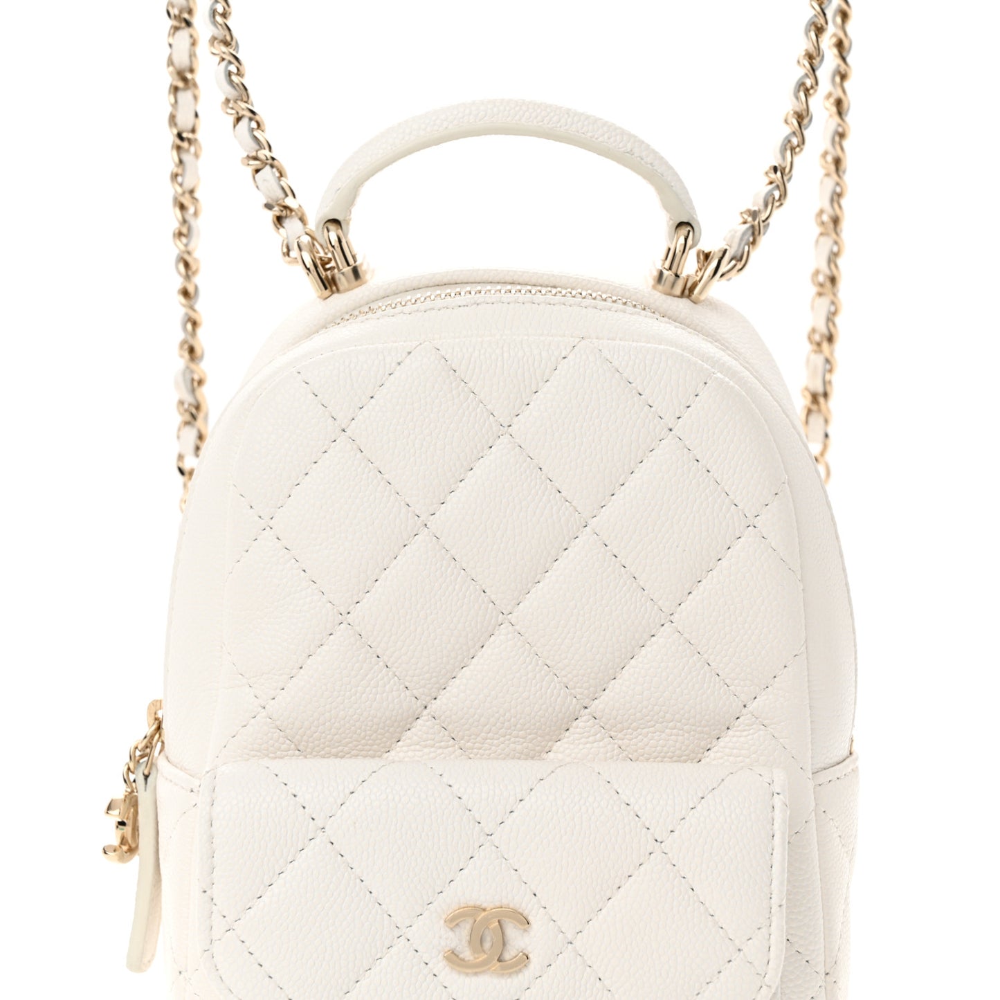Caviar Quilted CC Mini Classic Backpack White