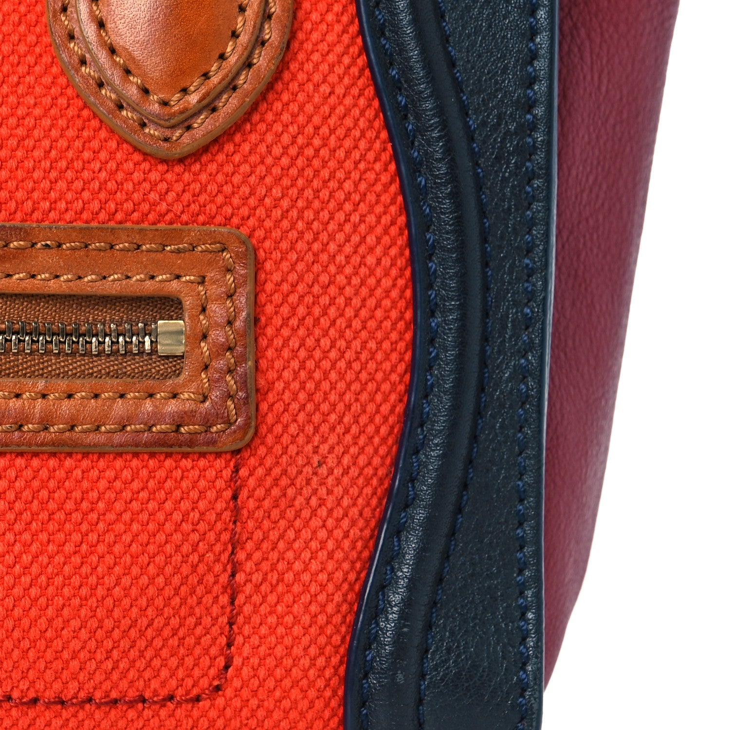 Celine Calfskin Linen Nano Tri-Color Luggage Poppy 11 of 20