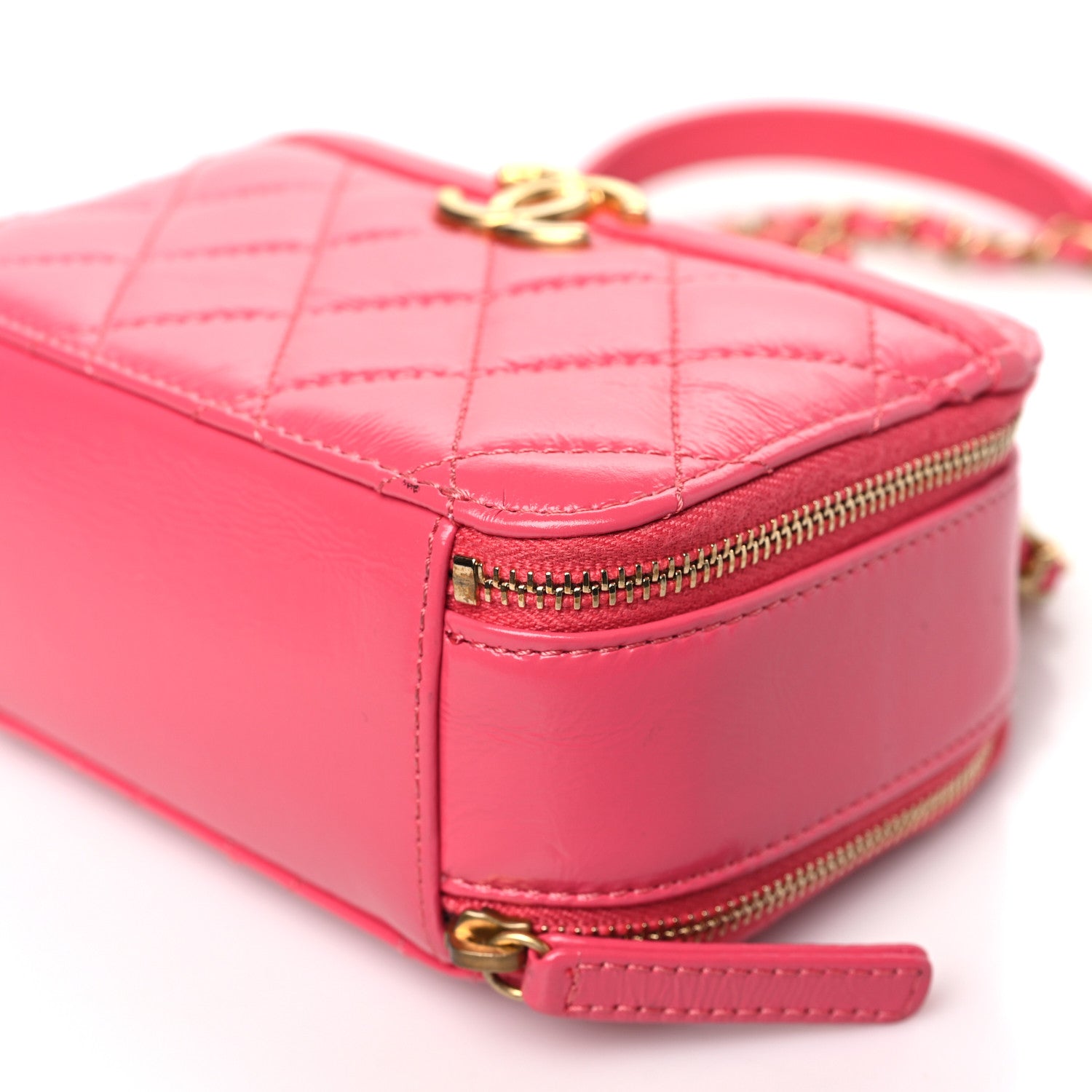 Chanel Crumpled Calfskin Quilted Mini Get Round Top Handle Vanity Case Pink 11 of 11